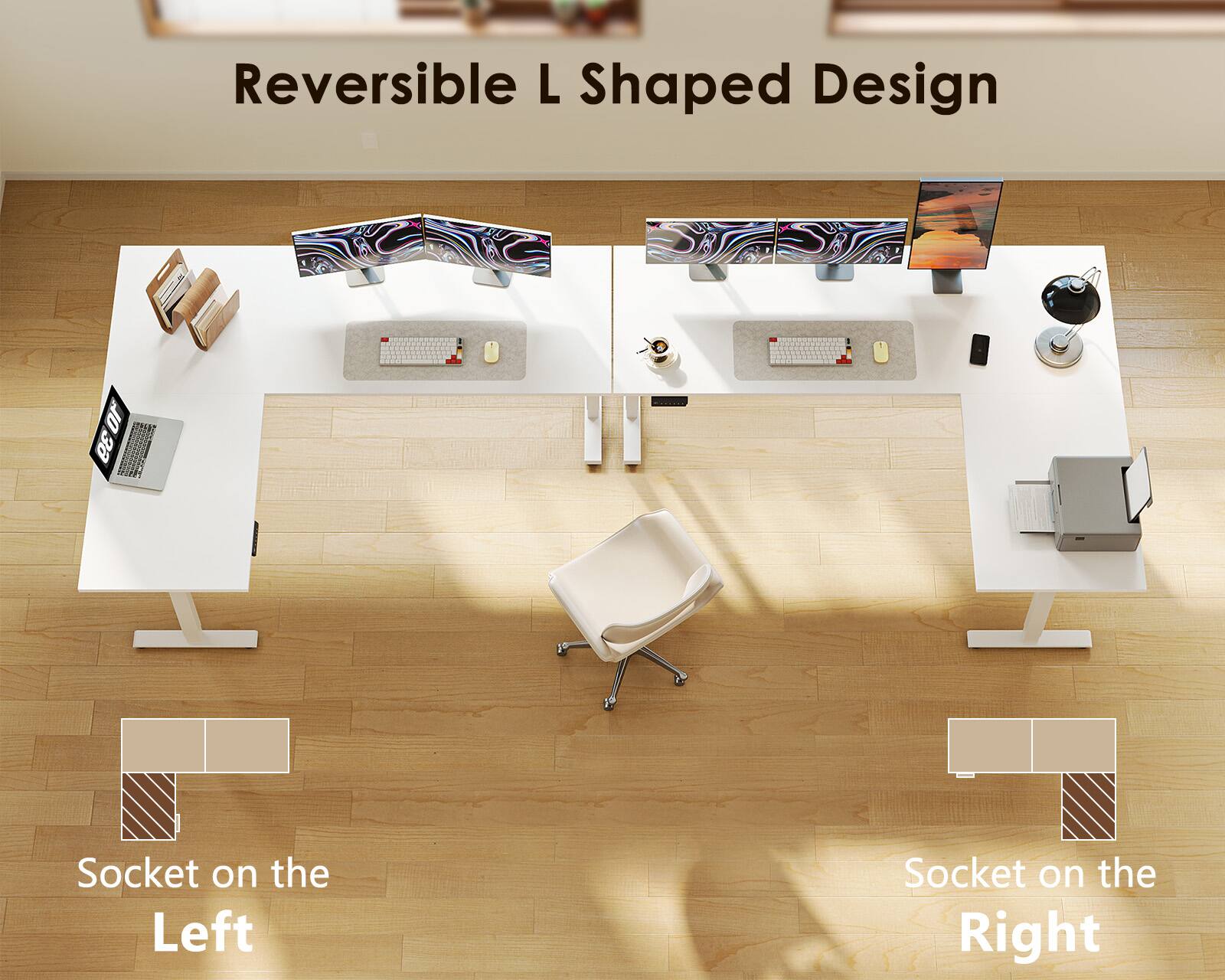 Reversible L Shaped Design - J038

30 Socket on the Left

Socket on the Right