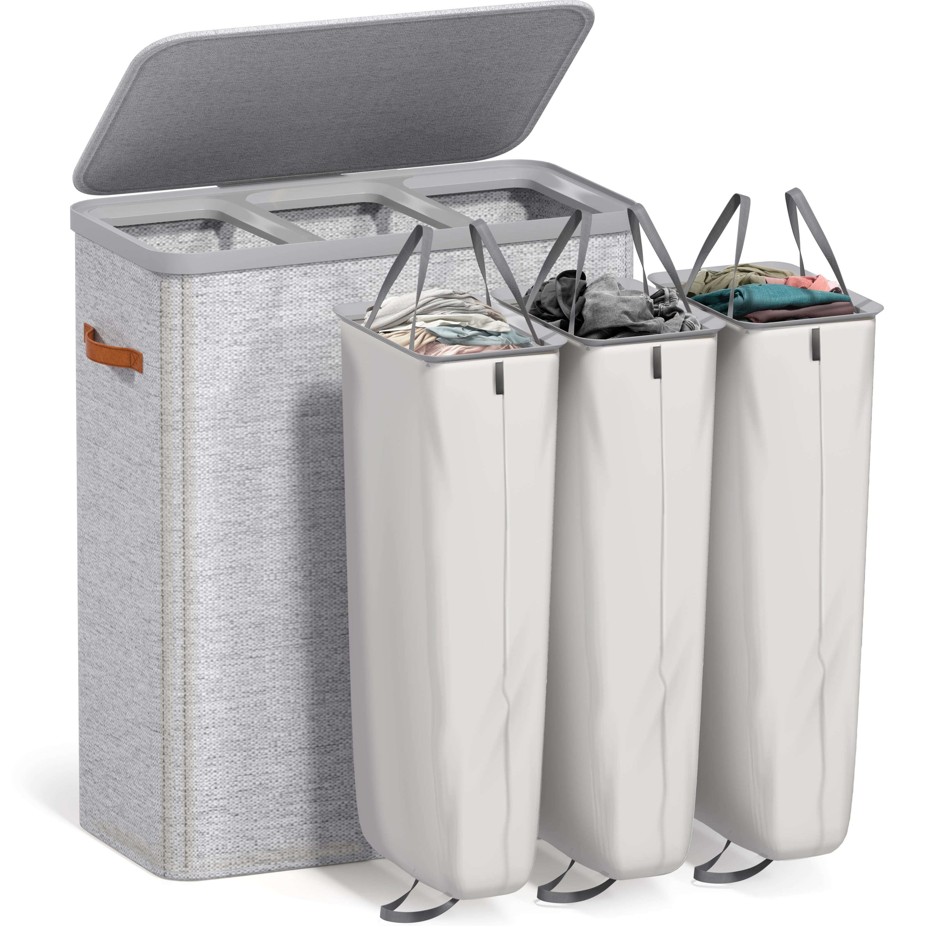 Sorbus Fabric Laundry Hamper, Collapsible 3 Compartment Laundry