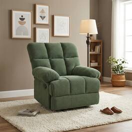 Ropilly - manual rocker recliner with nubby upholstery fabric - Dark Green