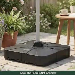 Mondawe - Outdoor Cantilever Umbrella Base Square Water and Sand Fillable with Wheels - Black
