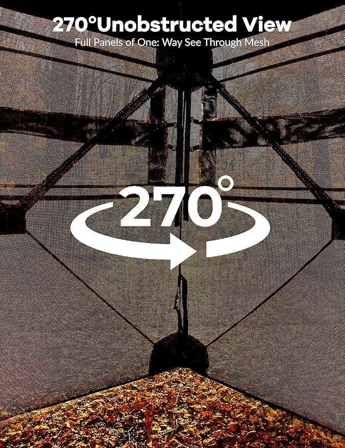 270° Unobstructed View  
Full Panels of One-Way See Through Mesh