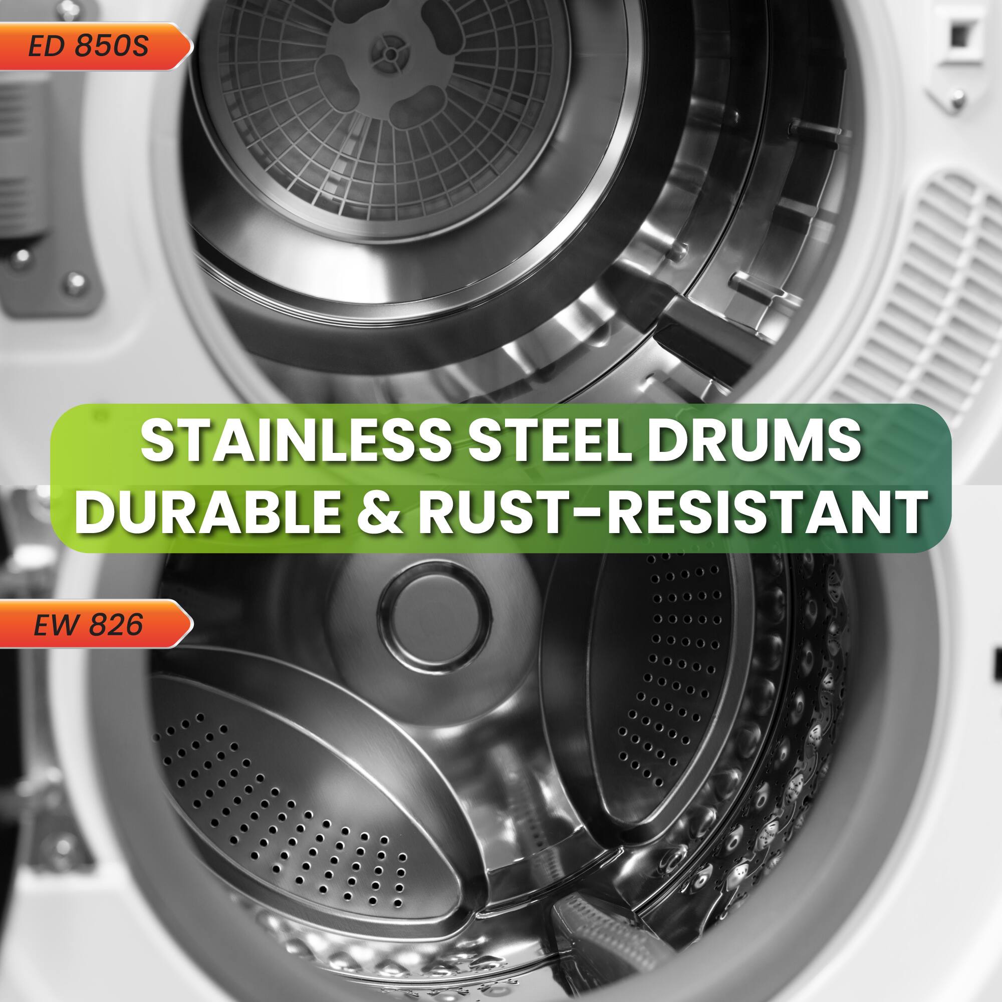 ED 850S STAINLESS STEEL DRUMS DURABLE & RUST-RESISTANT EW 826