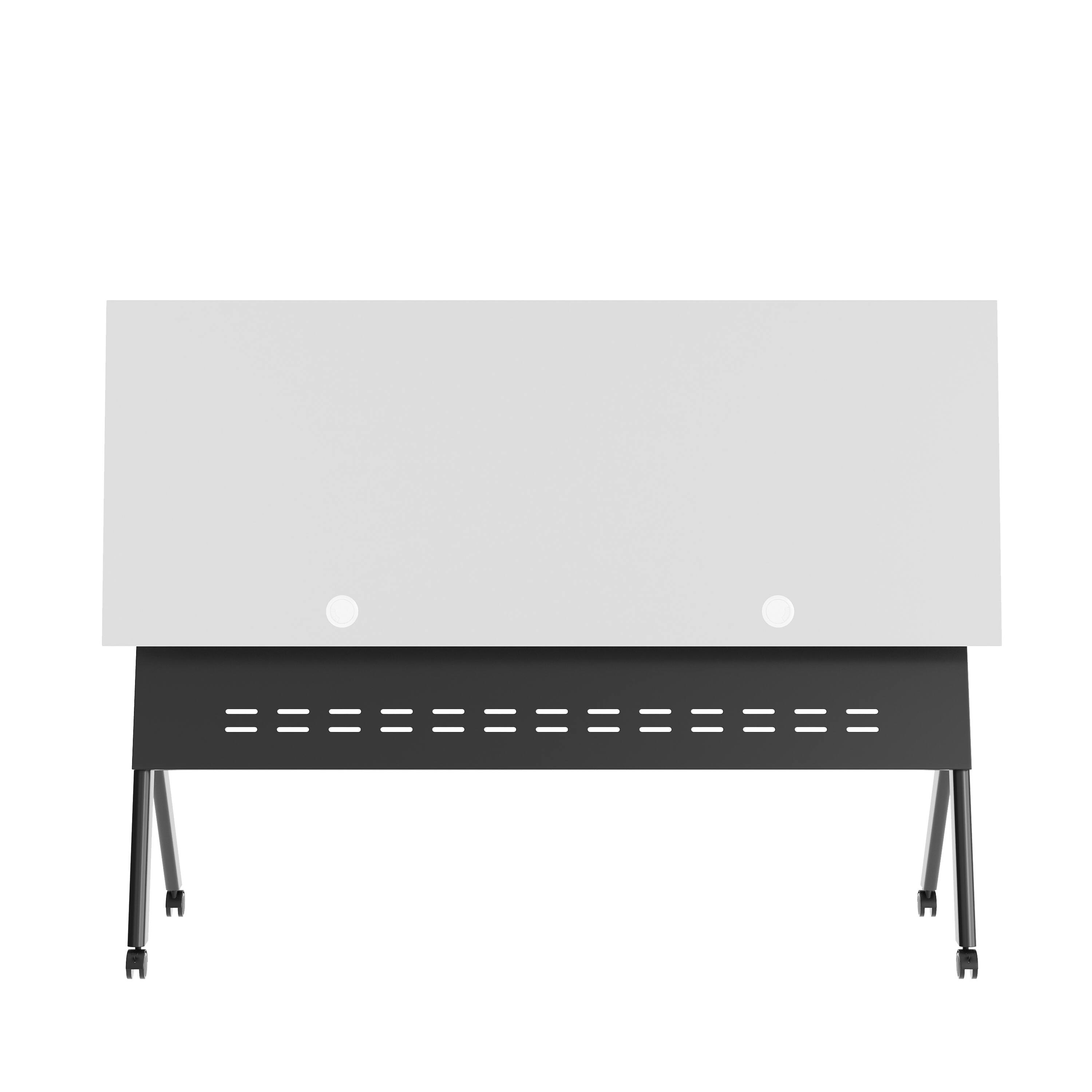 Alt View 9. Emma + Oliver - Griffin Heavy-Duty Flip Top Training Table with Nesting Design, Privacy Panel, Y-Legs, Tabletop, Metal Frame - Gray Top/Black Frame.