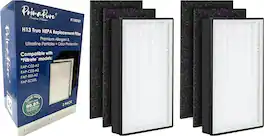 PrimaPure - 2-Pack H13 HEPA Filter Replacement for Filtrete Room Air Purifier 1150101, FAP-C02-A2, 2 HEPA Filters + 4 Carbon Filters - White/Black