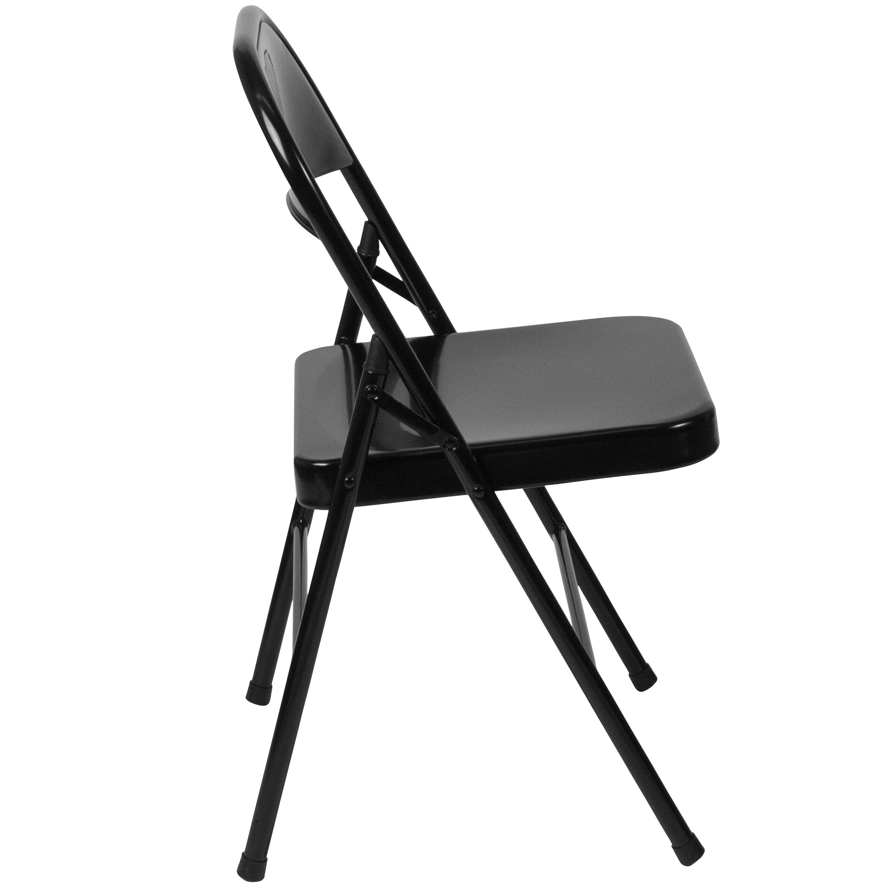 Alt View 7. Emma + Oliver - 2 Pack Home & Office Double Braced Party Events Steel Metal Folding Chair - Black.