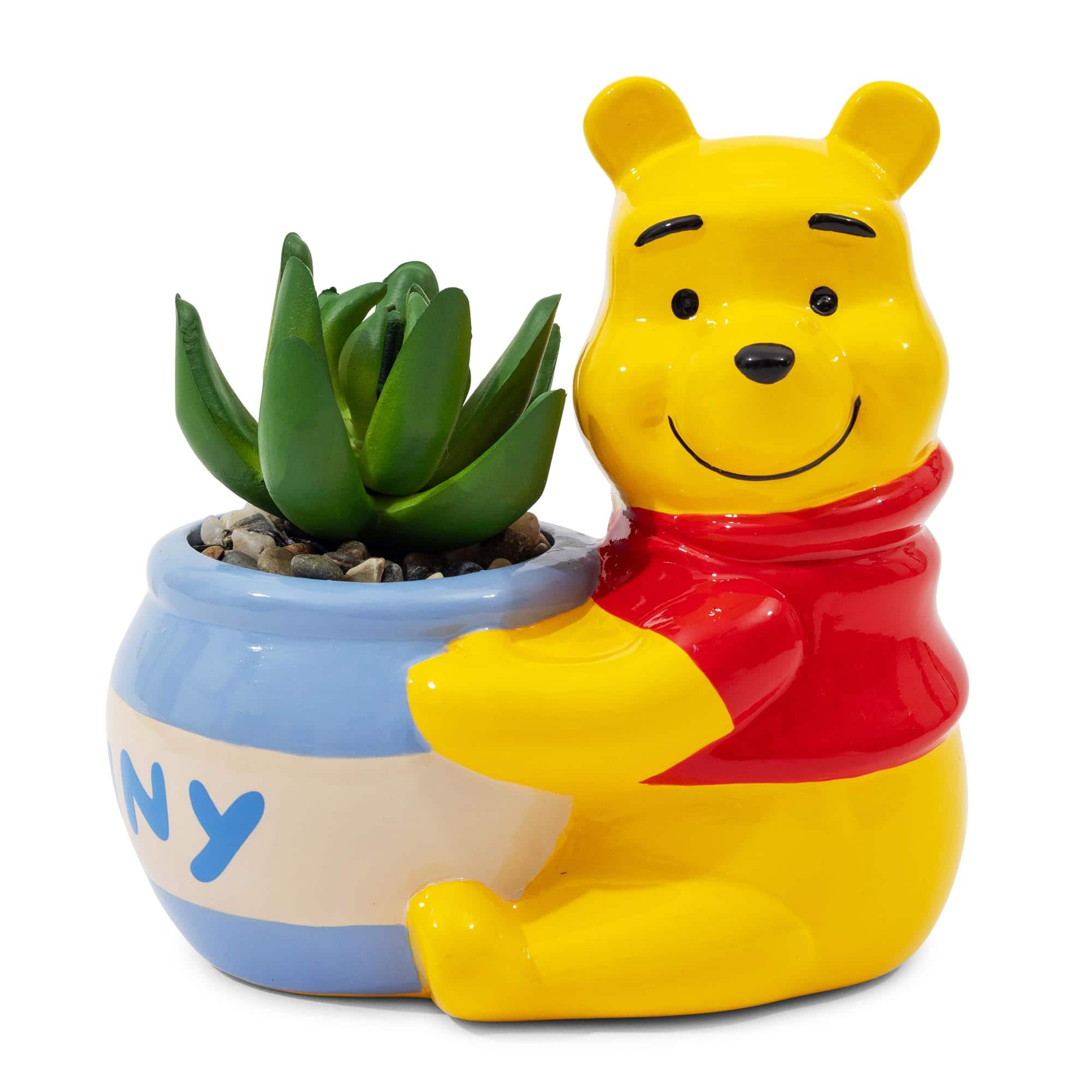 Disney - Winnie the Pooh Hunny Pot Ceramic Mini Planter With Artificial Succulent - Yellow
