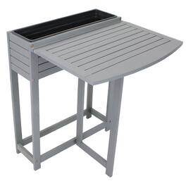 Sunnydaze - Acacia Wood Folding Table with Planter Box - 30.5" H - Gray