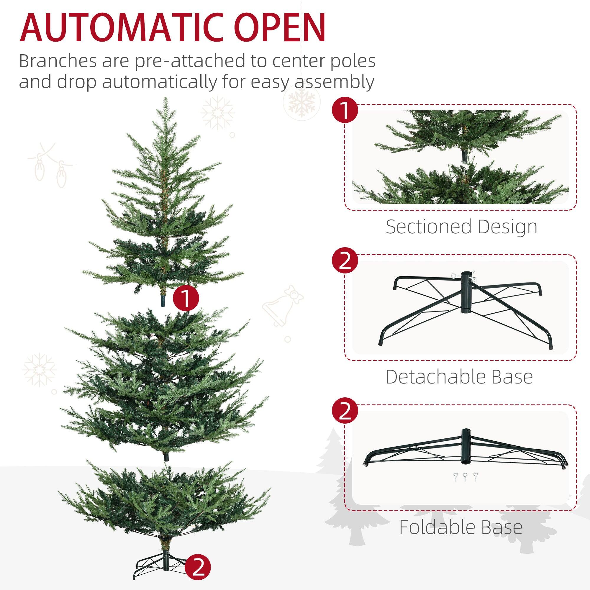 **AUTOMATIC OPEN**

Branches are pre-attached to center poles and drop automatically for easy assembly

1. Sectioned Design
2. Detachable Base
3. Foldable Base