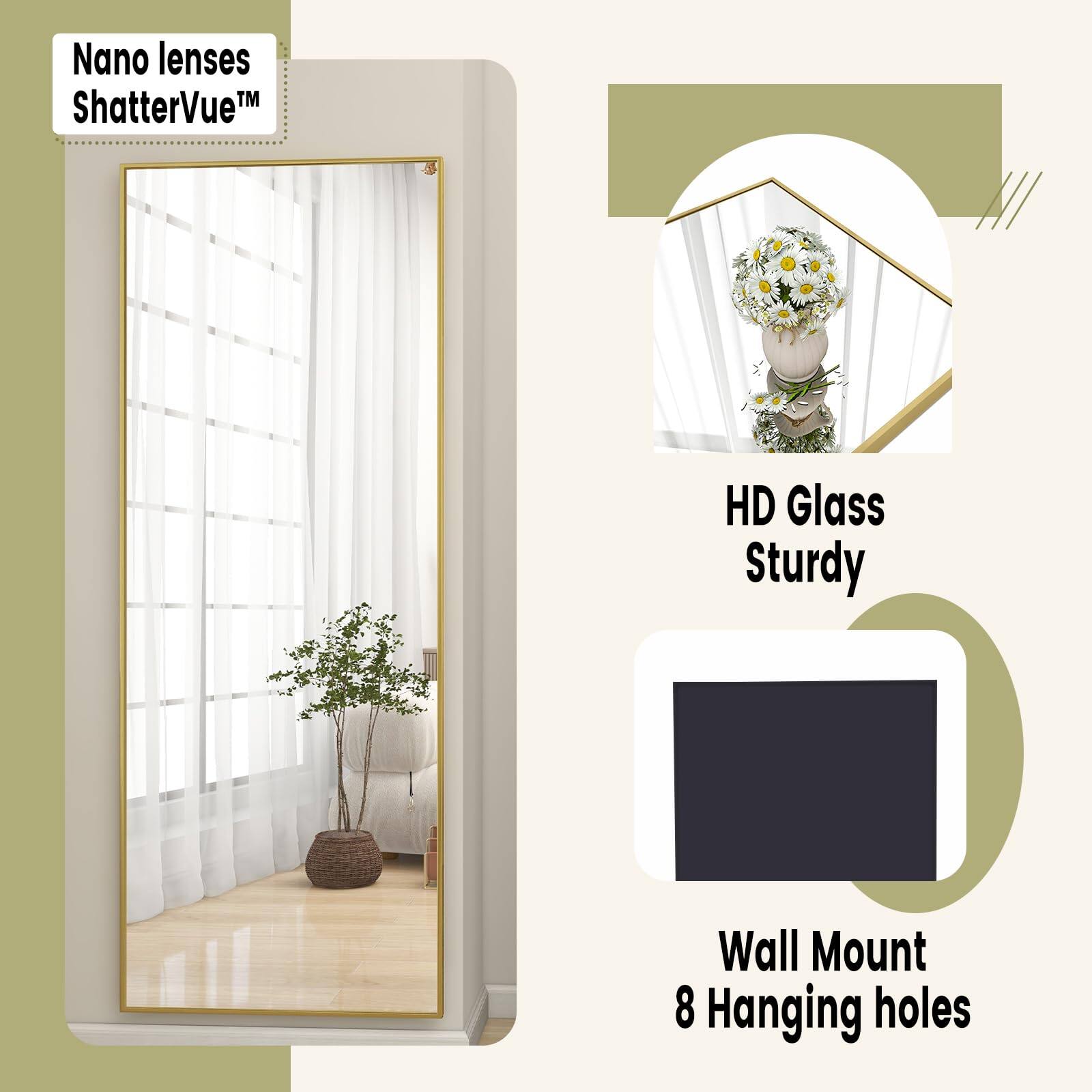 Nano lenses ShatterVue™ HD Glass Sturdy Wall Mount 8 Hanging holes