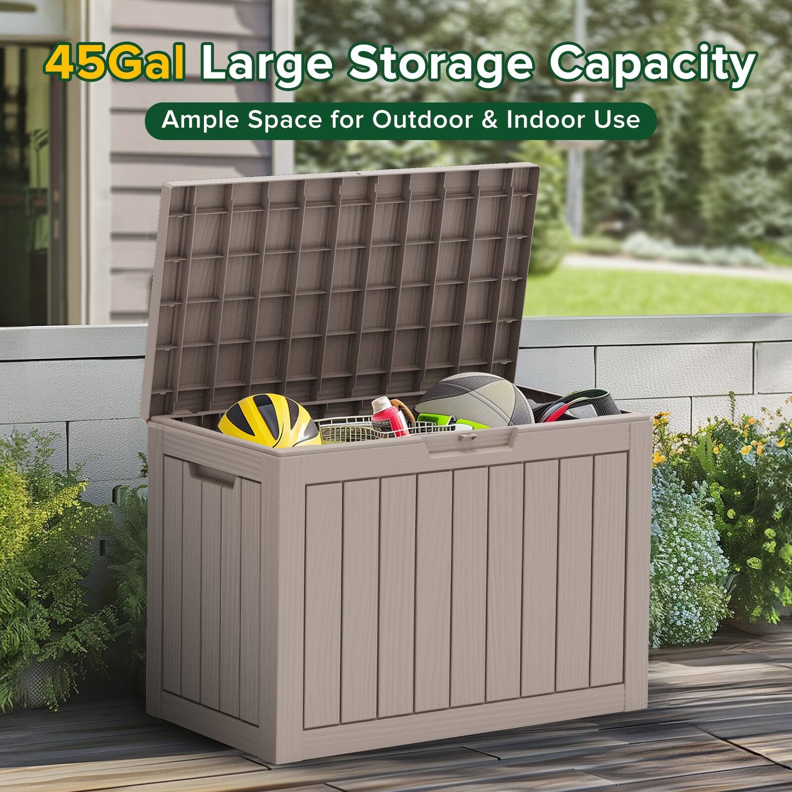 45Gal Large Storage Capacity  
Ample Space for Outdoor & Indoor Use