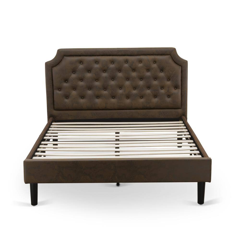 Alt View 1. East West Furniture - GB25Q-1VL07 2-Piece Granbury Bed Set with Queen Bed and Distressed Jacobean Night Stand - Dark Brown Faux Leather and - Black Textured.