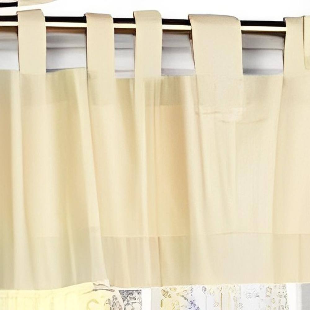 Left. Commonwealth Home Fashions - Commonwealth Thermalogic Weather Insulated Cotton Fabric Tab Valance - 40"x15" - Natural - Natural.