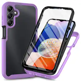 Dteck - for Samsung Galaxy A17 5G Case with Built in Screen Protector,Full-Body Shockproof Rubber Rugged Clear Back Phone Cover - Purple