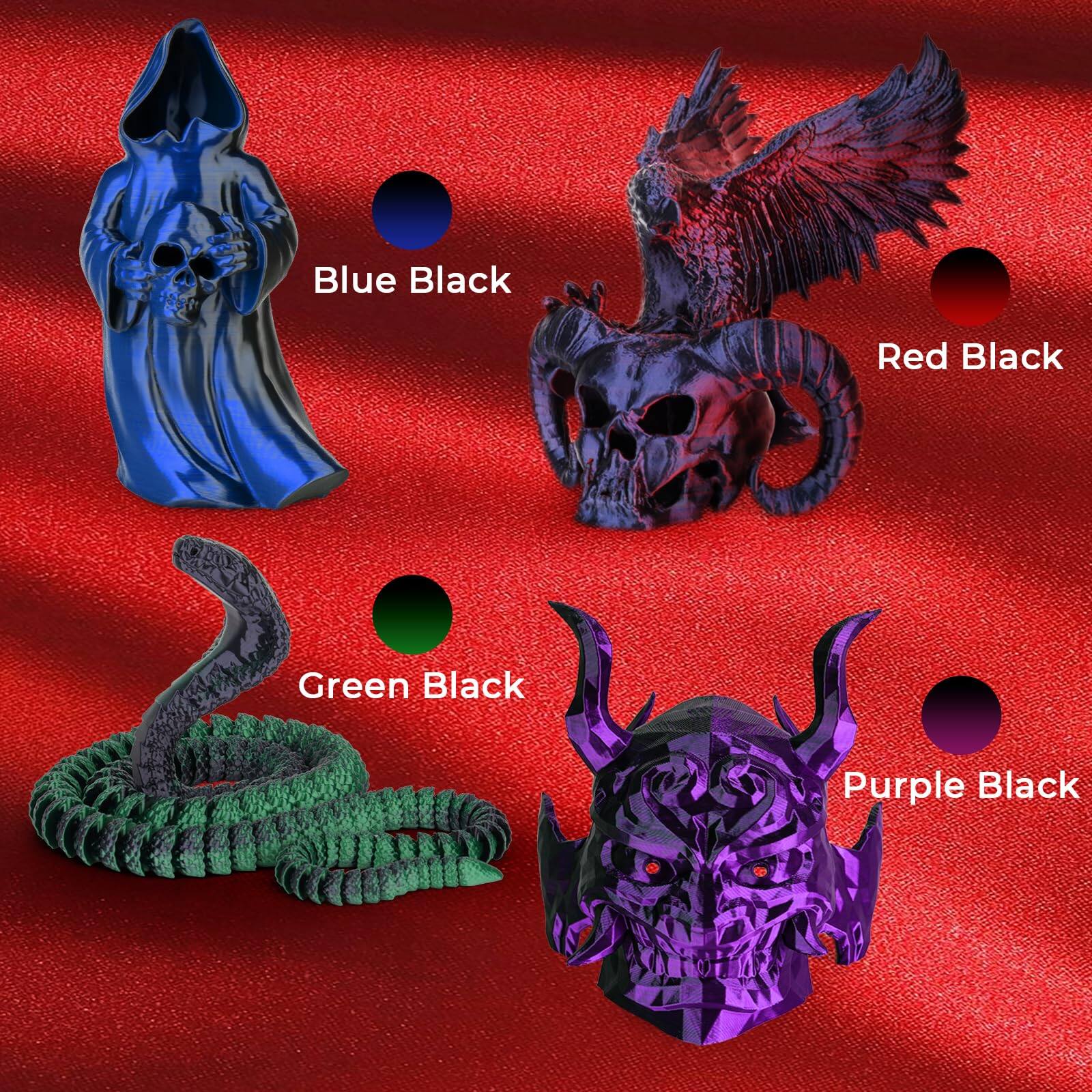 Blue Black  
Red Black  
Green Black  
Purple Black