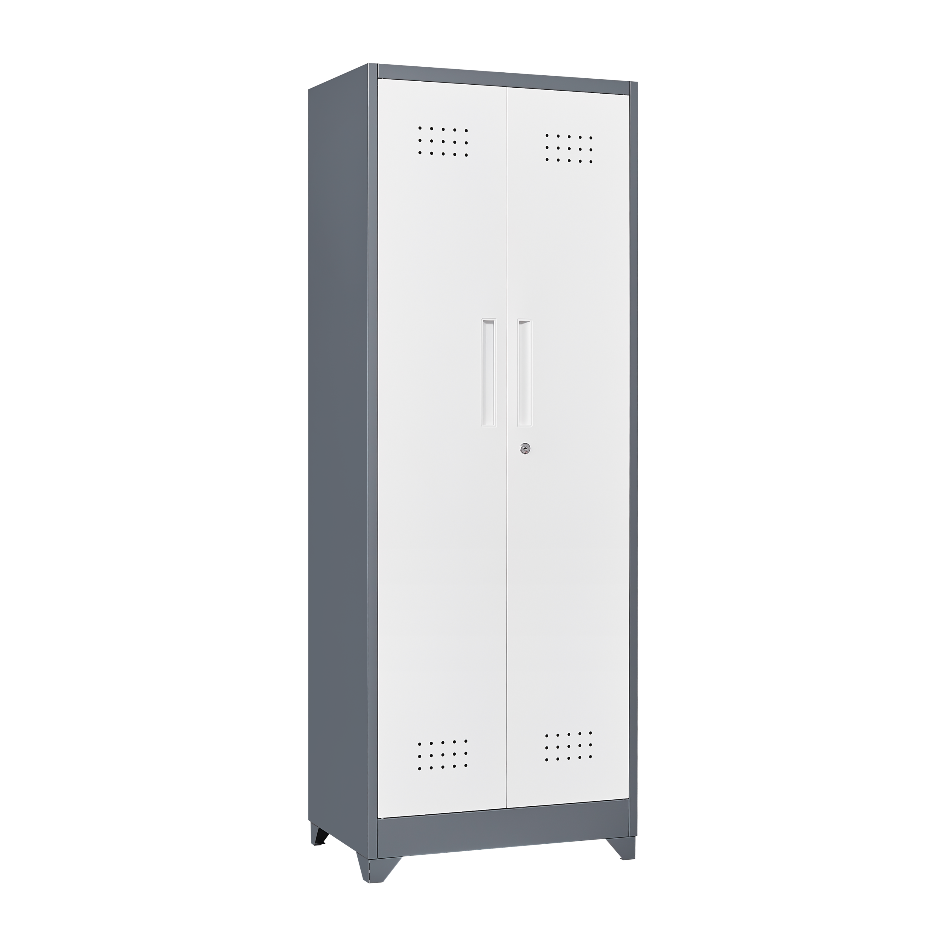 Alt View 4. GOODSILO - Heavy-Duty Steel Storage Cabinet with Locking Doors, Shelves, and Hanging Rod for Garage and Utility Organization - Grey+White.