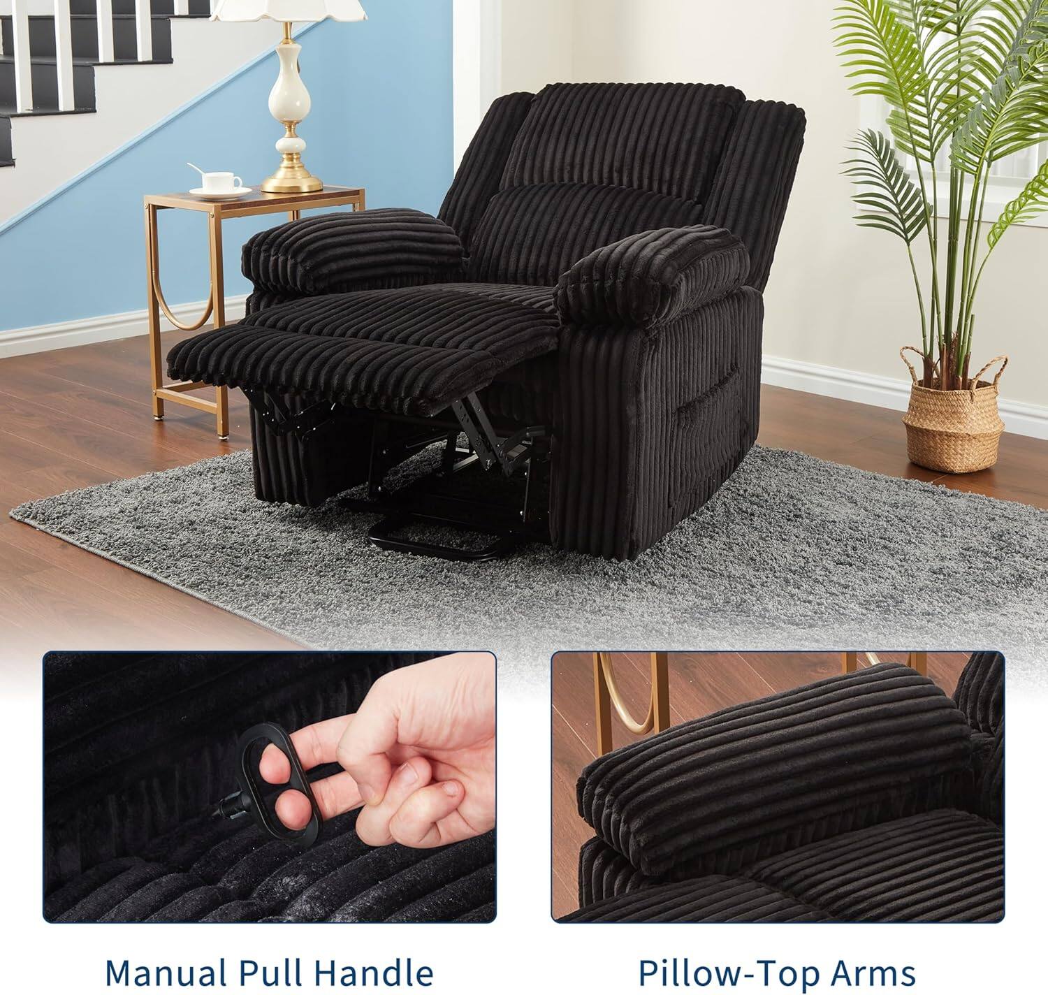 Manual Pull Handle  
Pillow-Top Arms