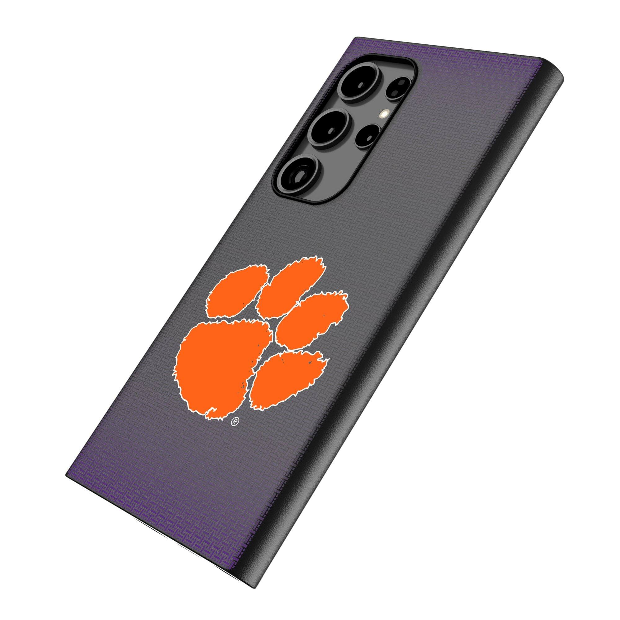 Alt View 1. Keyscaper - Clemson Tigers Linen Galaxy Magnetic Bump Case - S25 - Black.