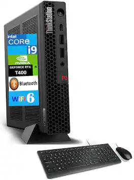 Lenovo - Refurbished Excellent - ThinkStation P3 Tiny Mini Desktop (i9-13900T vPro, 16GB, 512GB SSD, T400, WiFi 6, Win 11 Pro) - Black