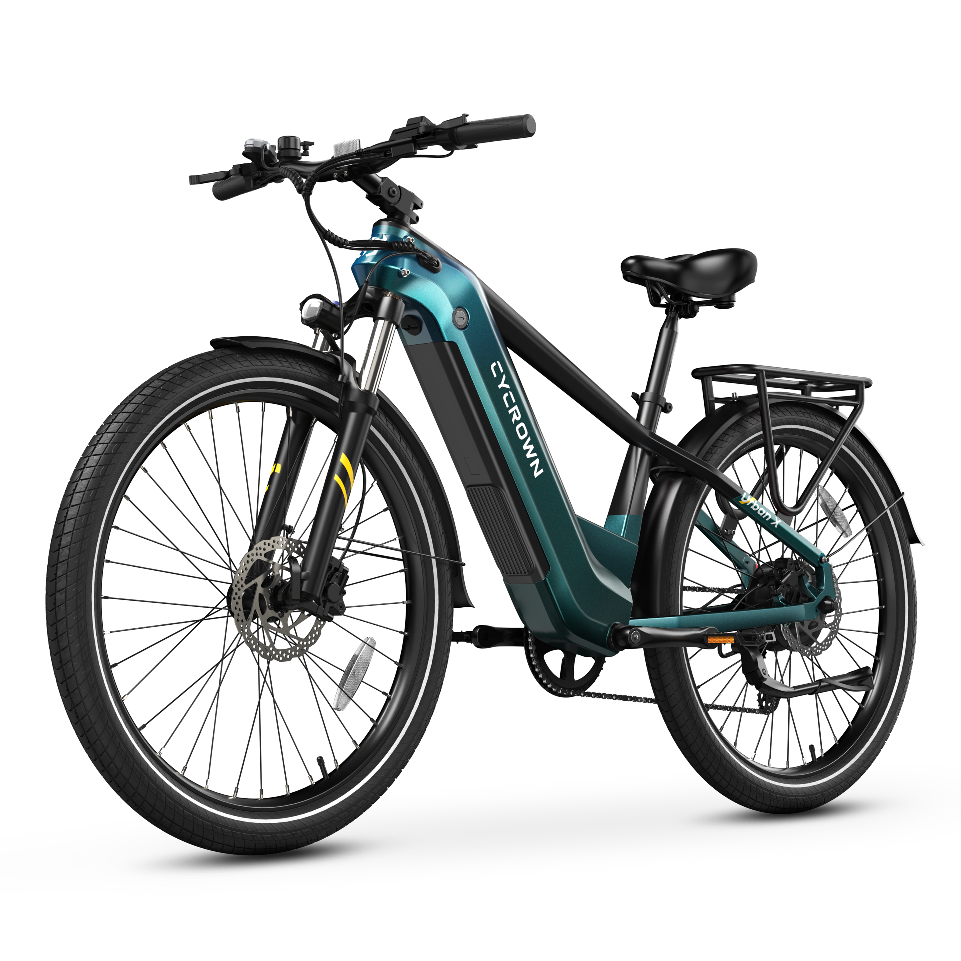 Front. CYCROWN - Urban X Commuter Ebike(1000W Motor , 20MPH Top Speed , 90Miles Range , 48V 20Ah Battery) - Alpine Green.