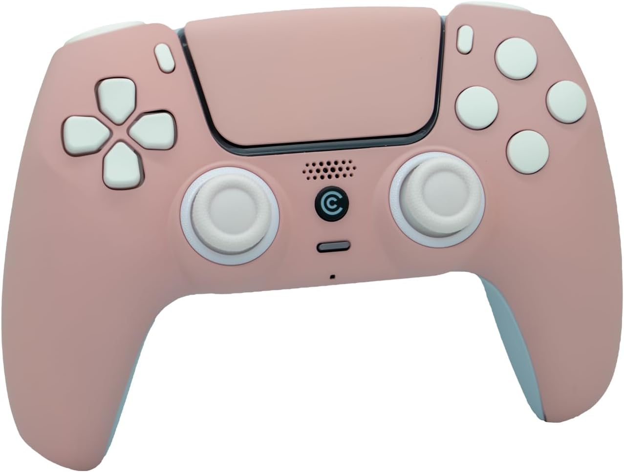 Left. Custom Controllerzz - Custom Wireless Controller for PS5 - Baby Pink & White Inserts.