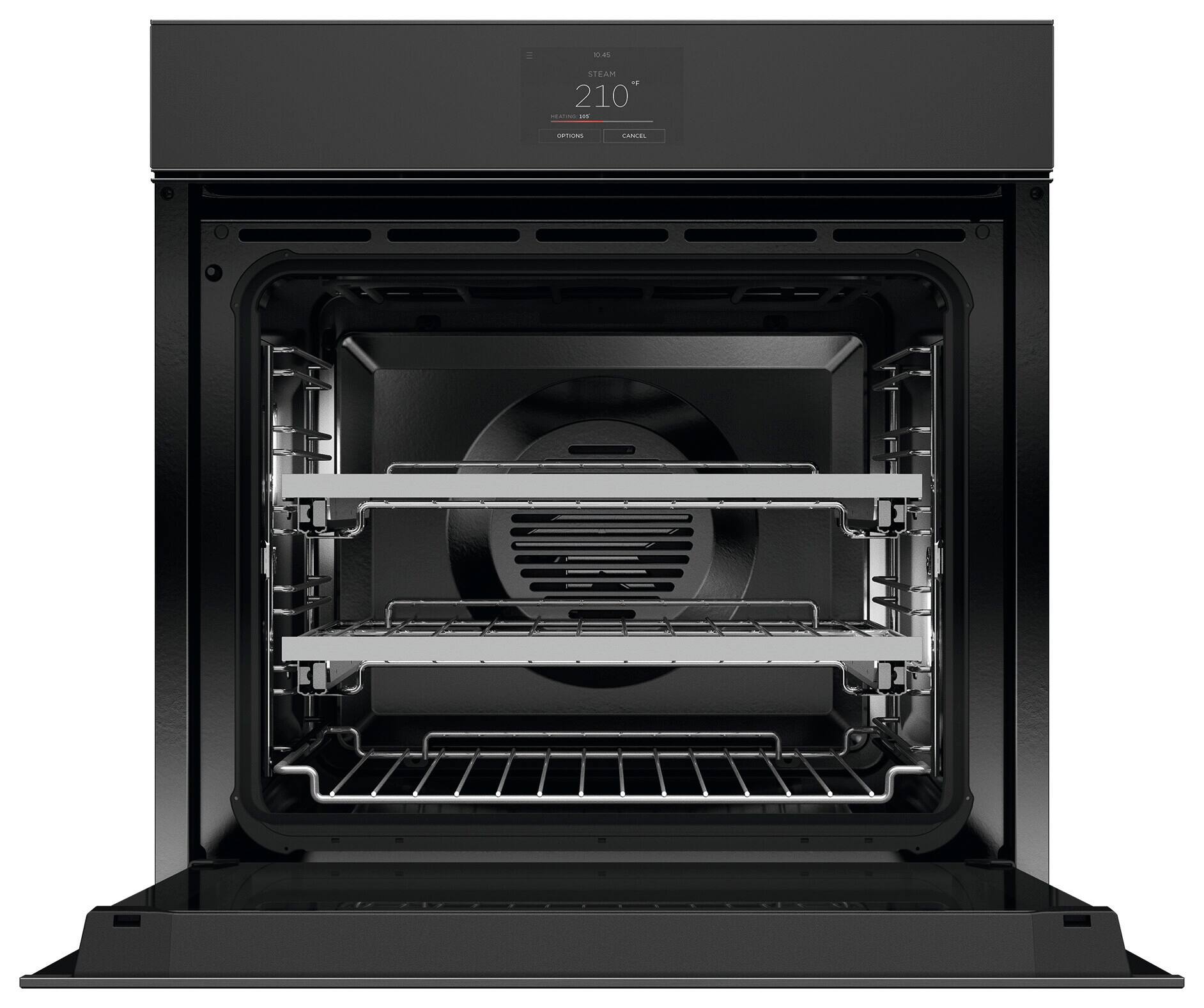 The text on the image reads "STEAM TE 210" - - TN CAEL. This text is likely a description or label for the oven, indicating its features or functions.