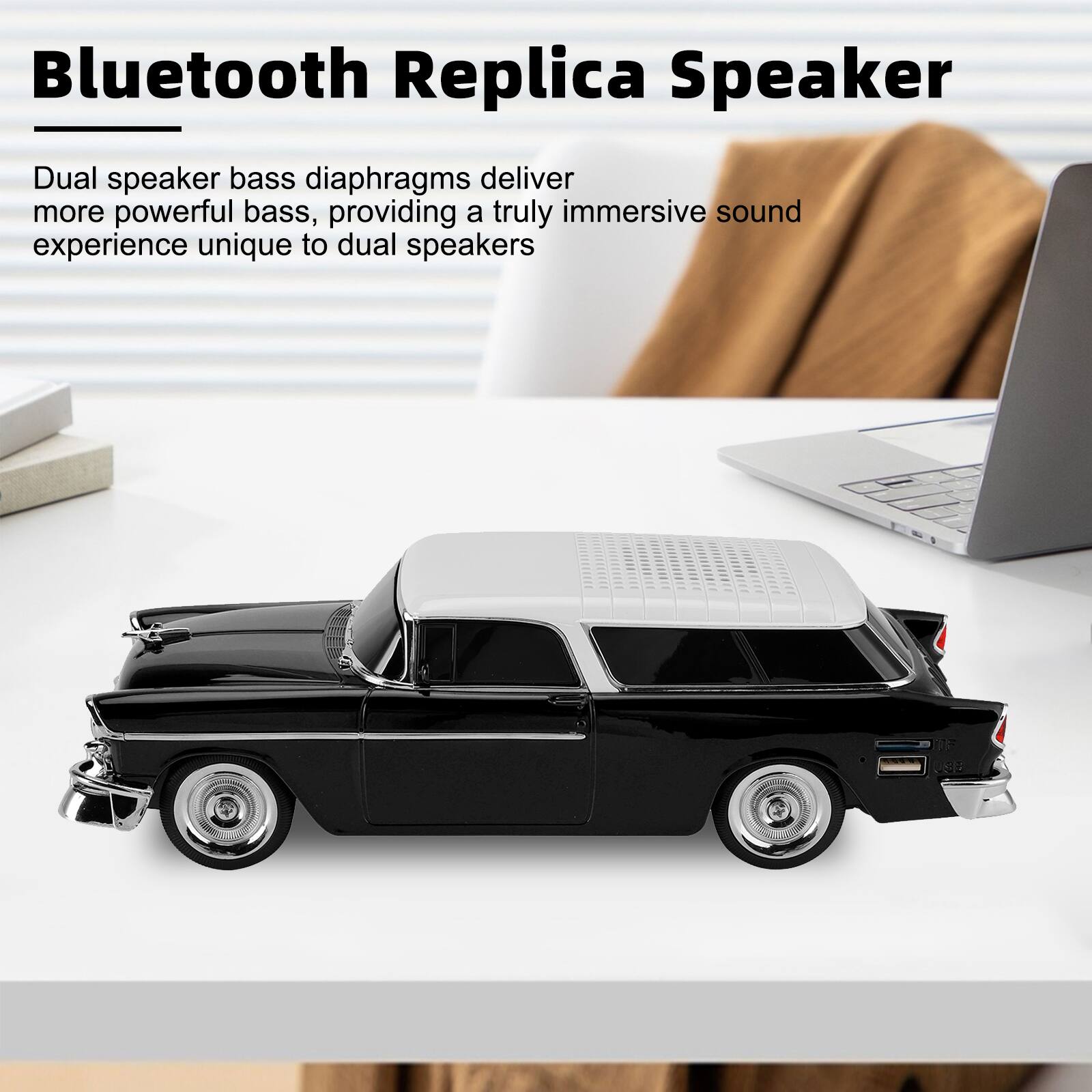 Bluetooth Replica Speaker

Dual speaker bass diaphragms deliver more powerful bass, providing a truly immersive sound experience unique to dual speakers