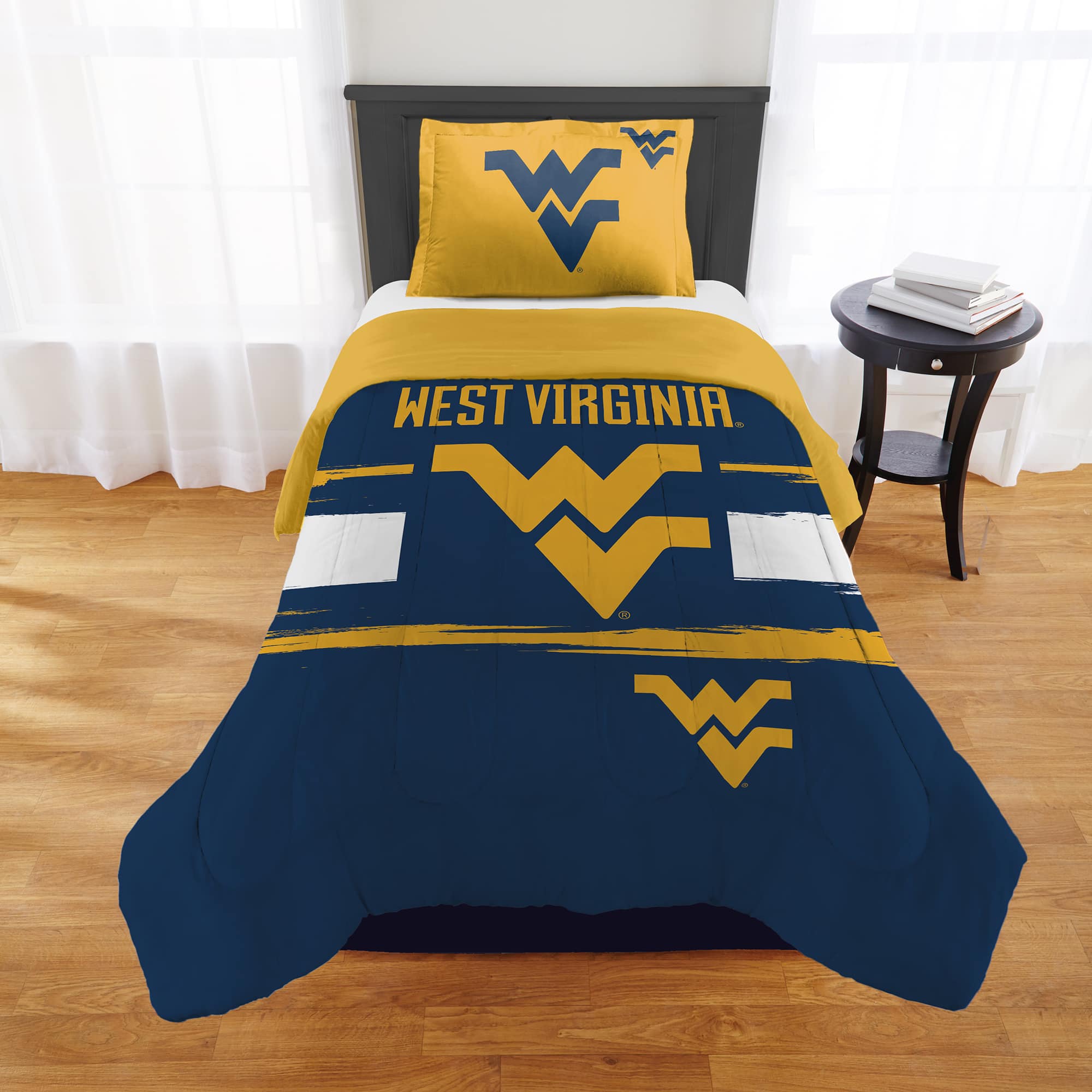 Sweet Home Collection - NCAA West Virginia Mountaineers Comforter & Sham Set- Twin/Twin XL - Multicolored