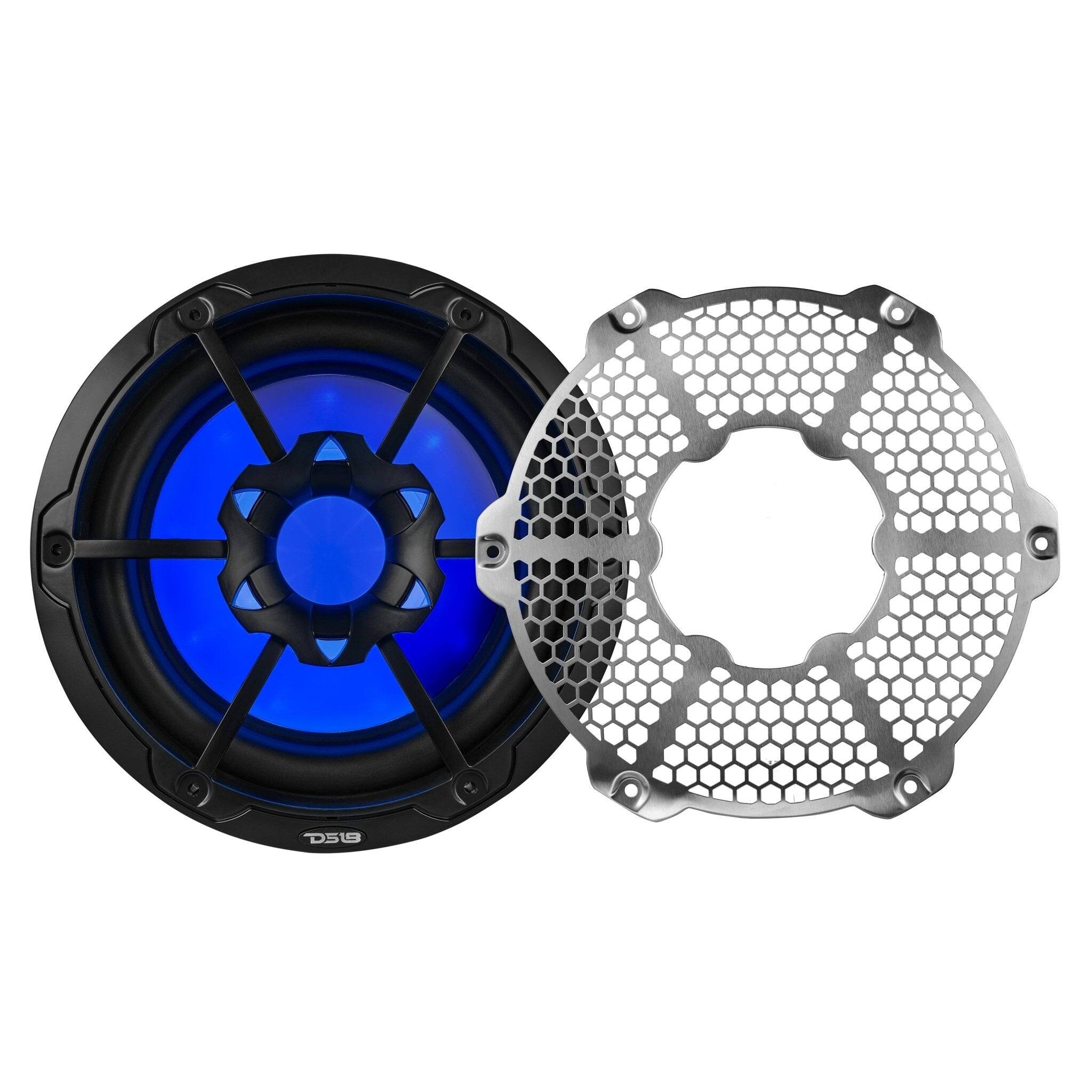 Alt View 6. DS18 Audio - NXL 10" Subwoofer with RGB LED Lights, 300W RMS Single 4-Ohm - Black.