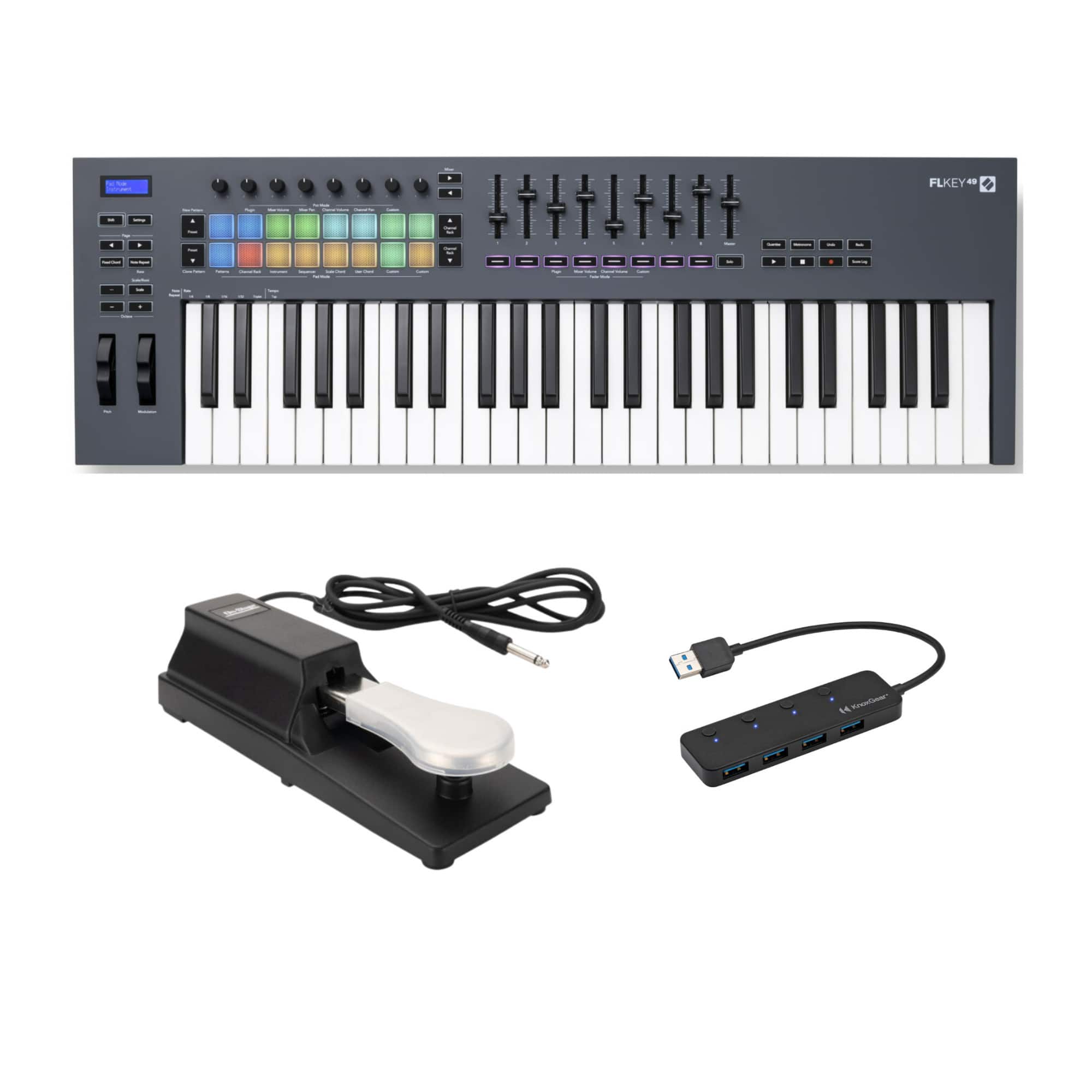 Novation - FLkey 49-Key MIDI Keyboard Controller with Sustain Pedal and 4-Port USB