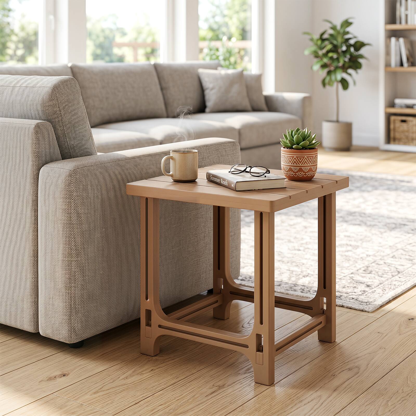 Alt View 4. Costway - Costway 18" Outdoor Adirondack Side Table with Slatted Surface, 0-Screw Assembly for Porch - Brown.
