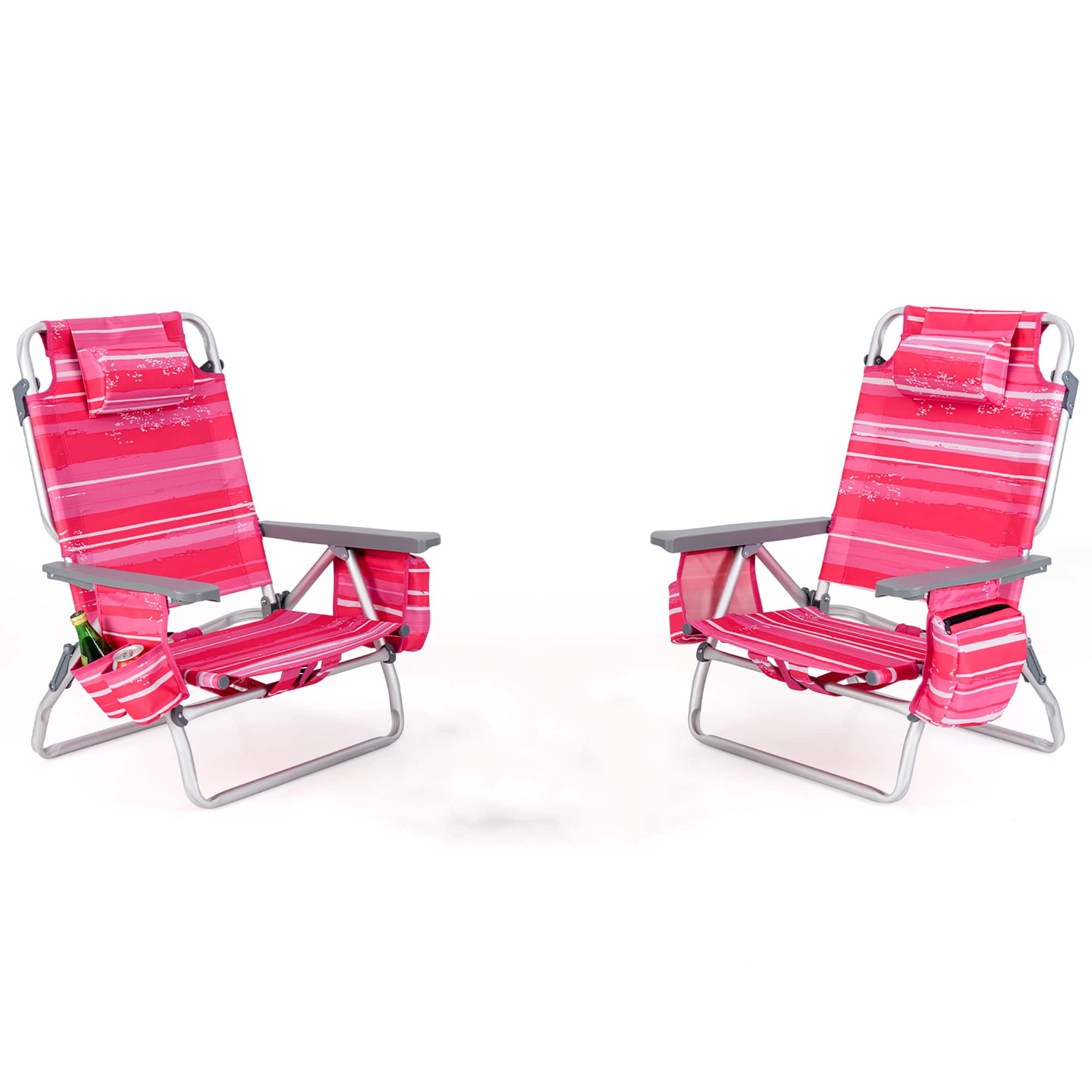 Gymax - 2PCS Folding Backpack Beach Chair Table Set 5-Position Outdoor Reclining Chair - Hot Pink price history on PriceWatchPro