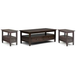 Simpli Home - Warm Shaker 48 inch Coffee Table with 14 inch End Tables (Set of 3) - Tobacco Brown