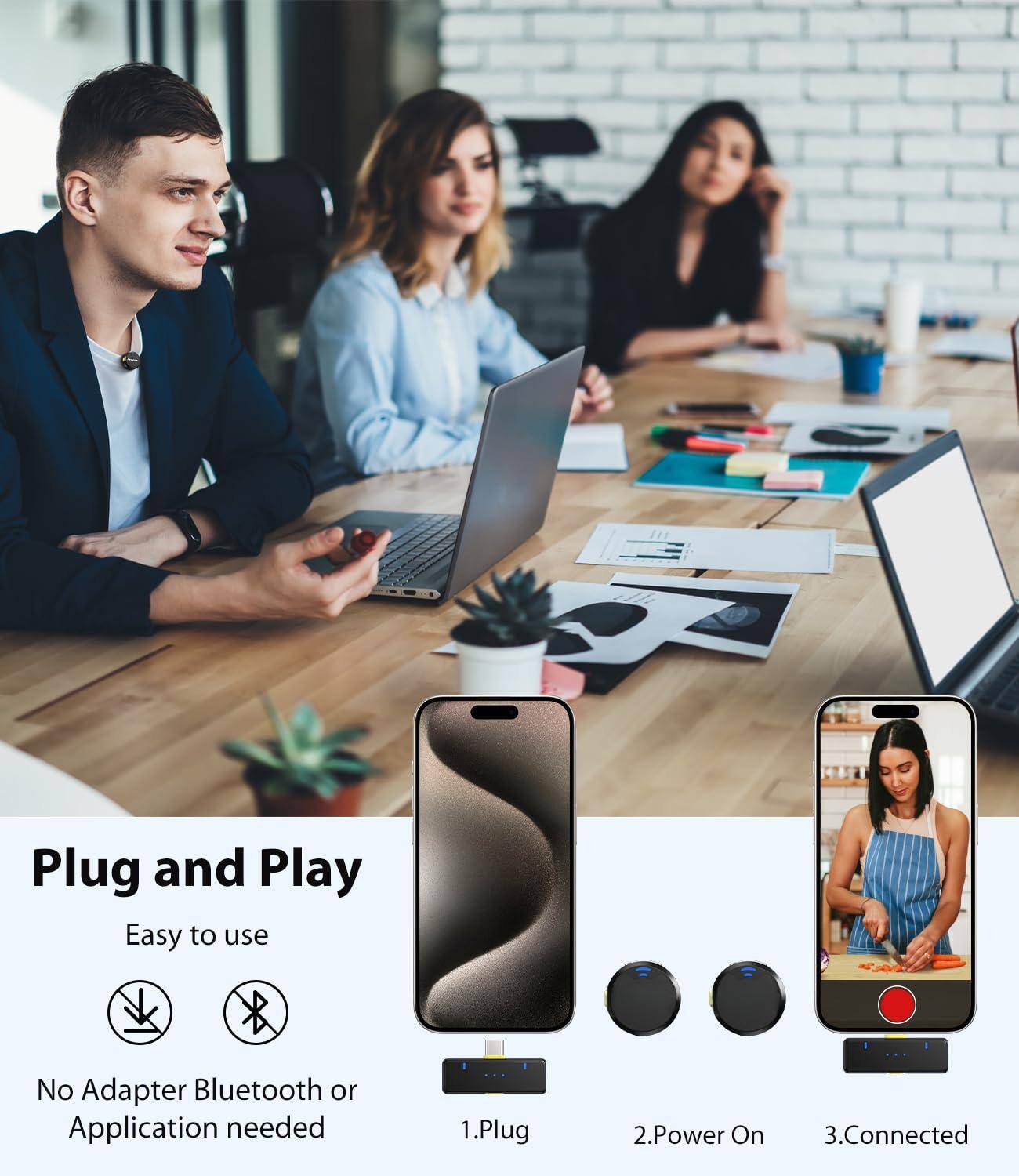 Plug and Play  
Easy to use  
No Adapter Bluetooth or Application needed  
1. Plug  
2. Power On  
3. Connected
