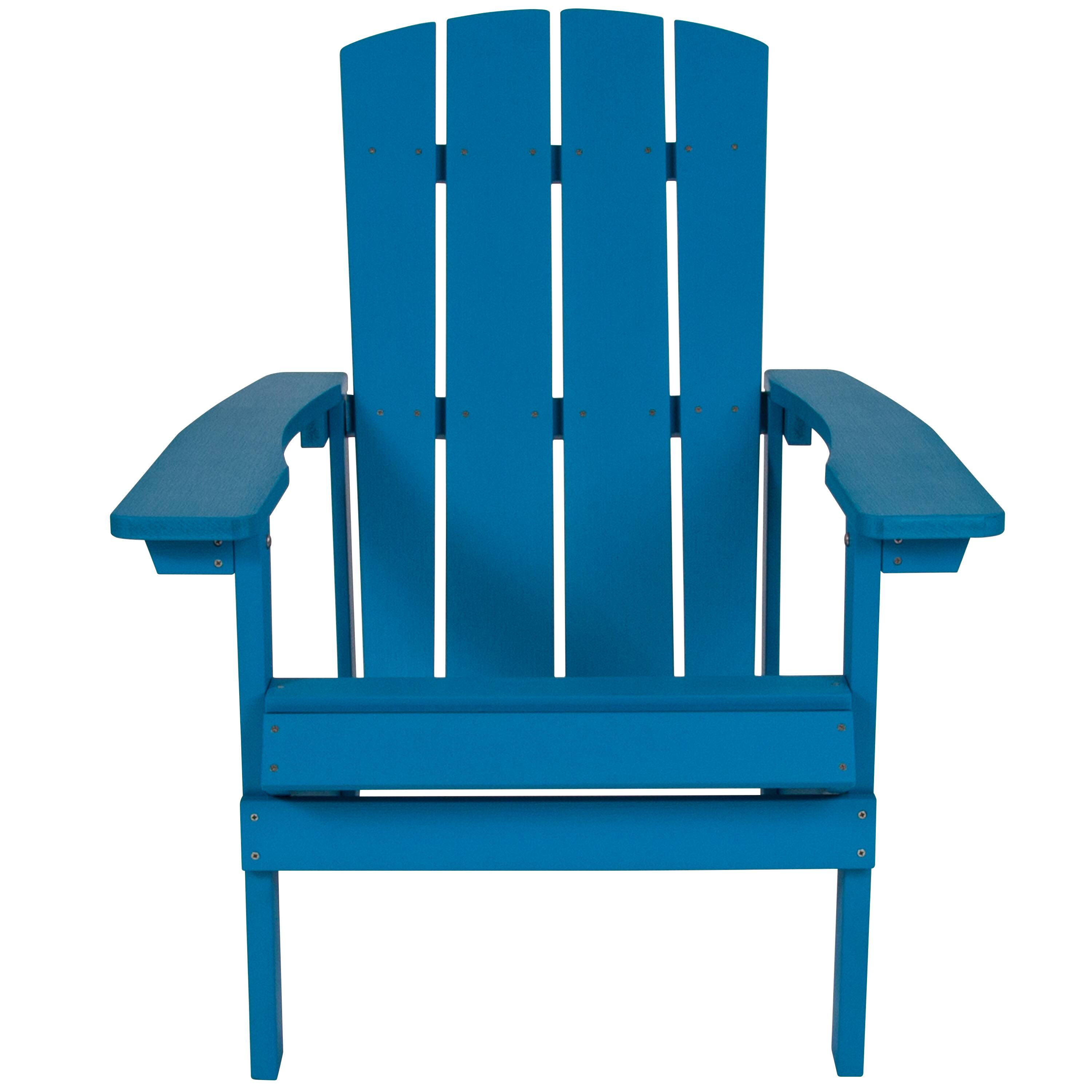 Alt View 8. Emma + Oliver - 2 Pack Outdoor All-Weather Poly Resin Wood Adirondack Chairs - Blue.