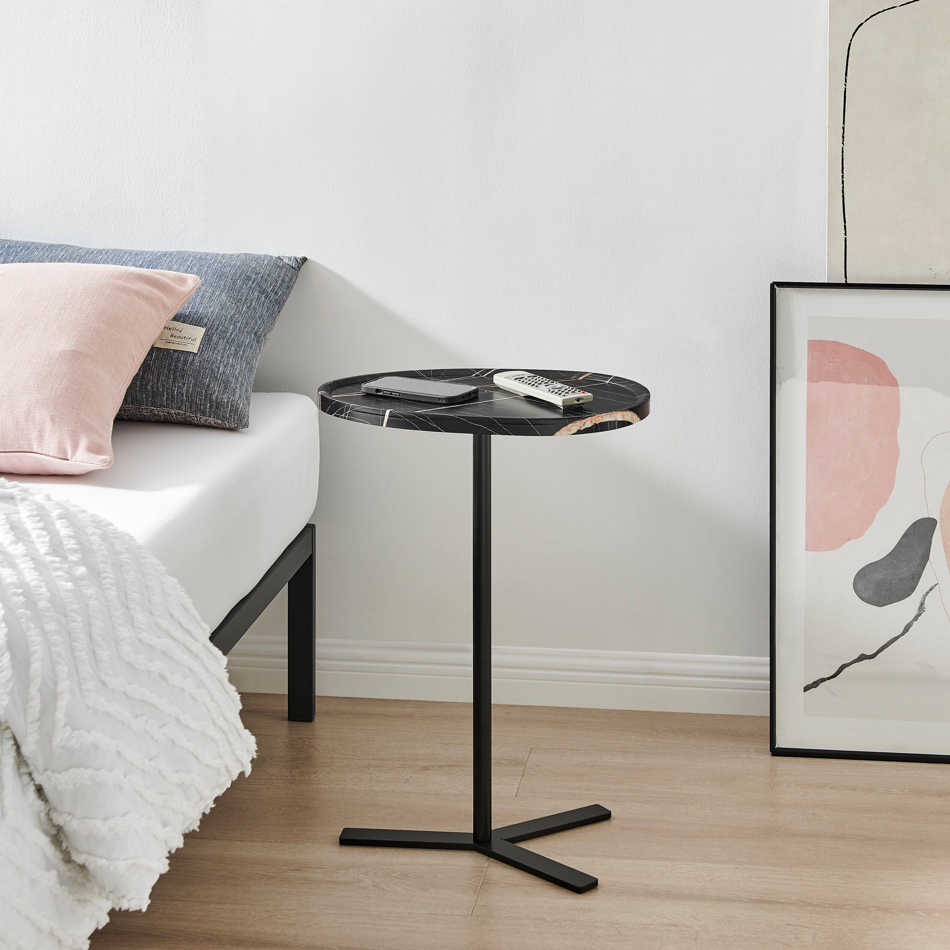 Alt View 2. Danya B - Carter Oval Teardrop Couch-Side Accent C-Table - Black Marble/Black - Black Marble/Black.