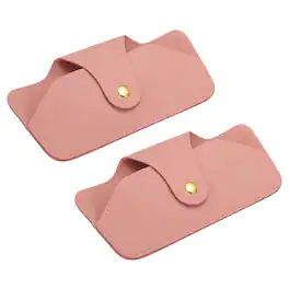 Unique Bargains - 2pcs Leather Glasses Case, Soft Sunglass Pouch w/ Microfiber, Portable Eyeglass Storage for Women & Men - Pink