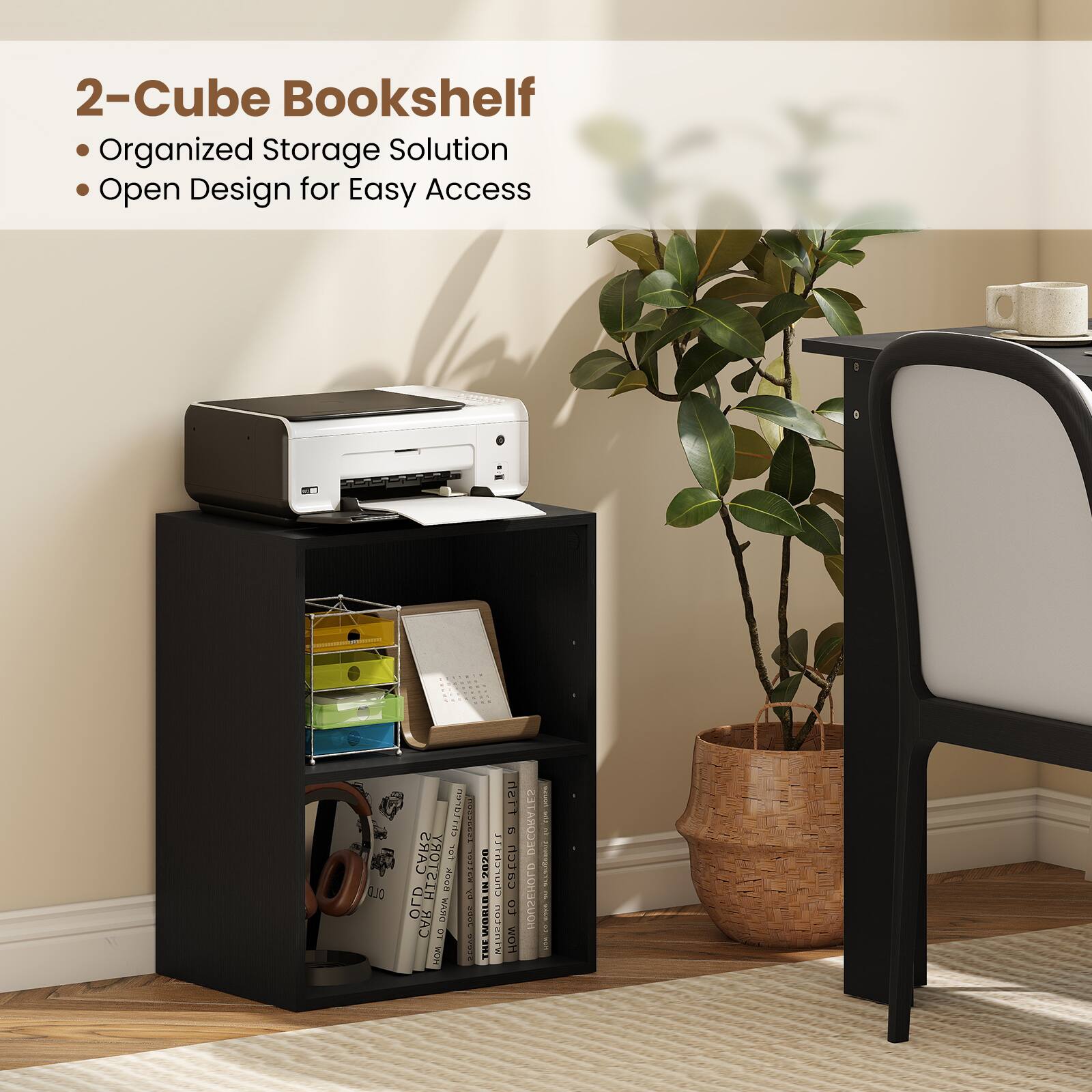 2-Cube Bookshelf  
• Organized Storage Solution  
• Open Design for Easy Access