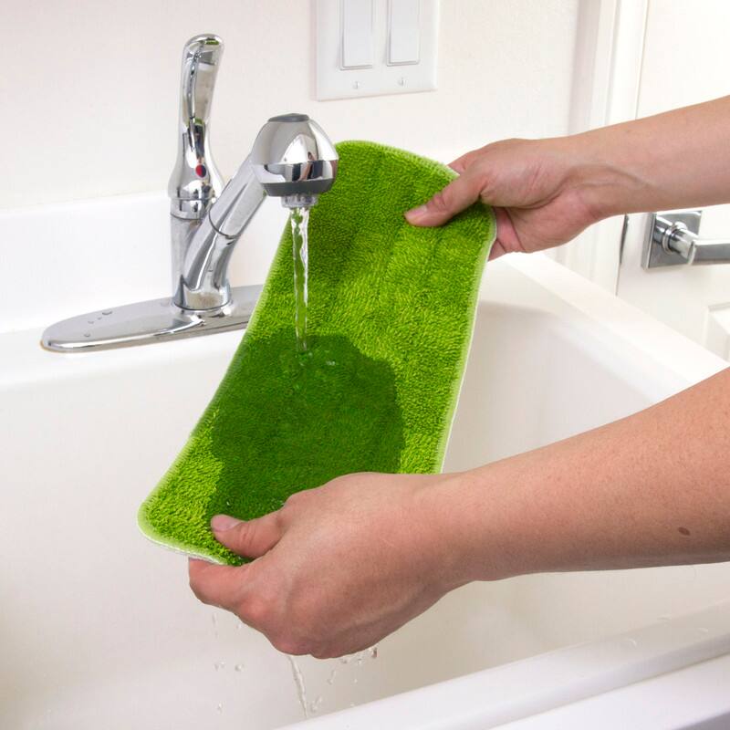 Back. Kitchen + Home - Microfiber Mop Pads - 16" Dust Mop Refill 3 Pack - green.