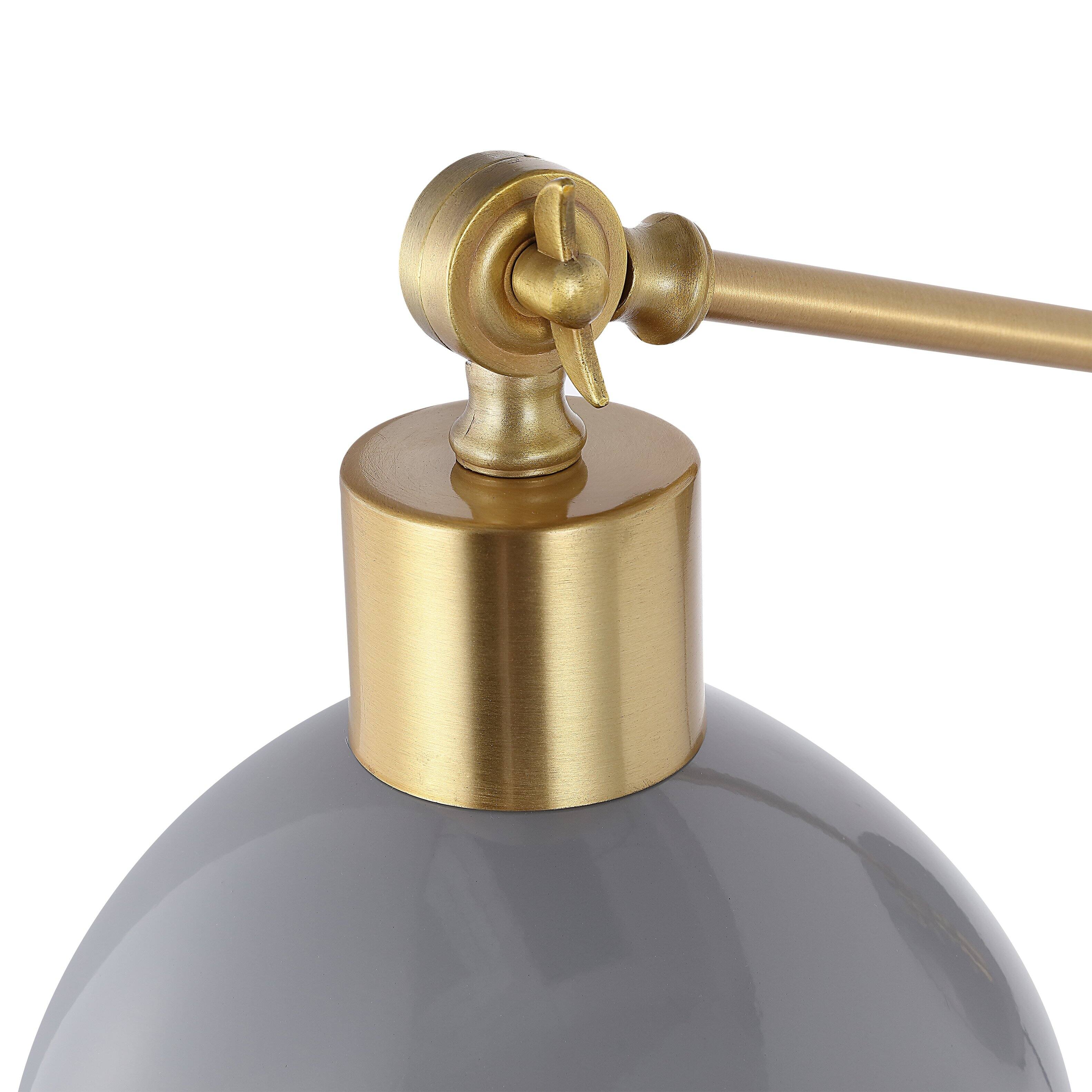 Alt View 7. Jonathan Y - Lisa 18" Swing Arm 1-Light Modern Midcentury Iron USB Charging Port LED Sconce, Grey/Brass Gold - Gray.