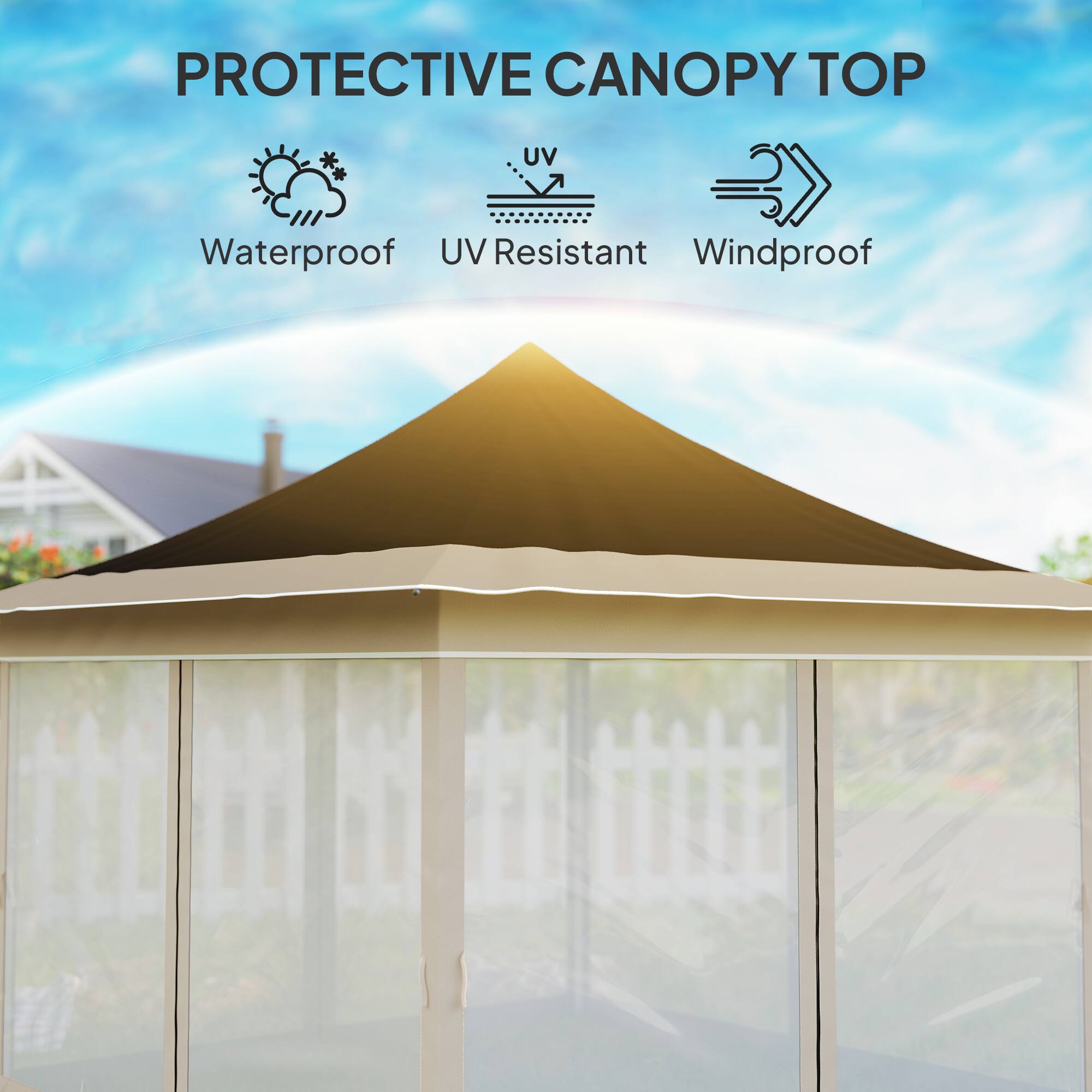 PROTECTIVE CANOPY TOP

- Waterproof
- UV Resistant
- Windproof