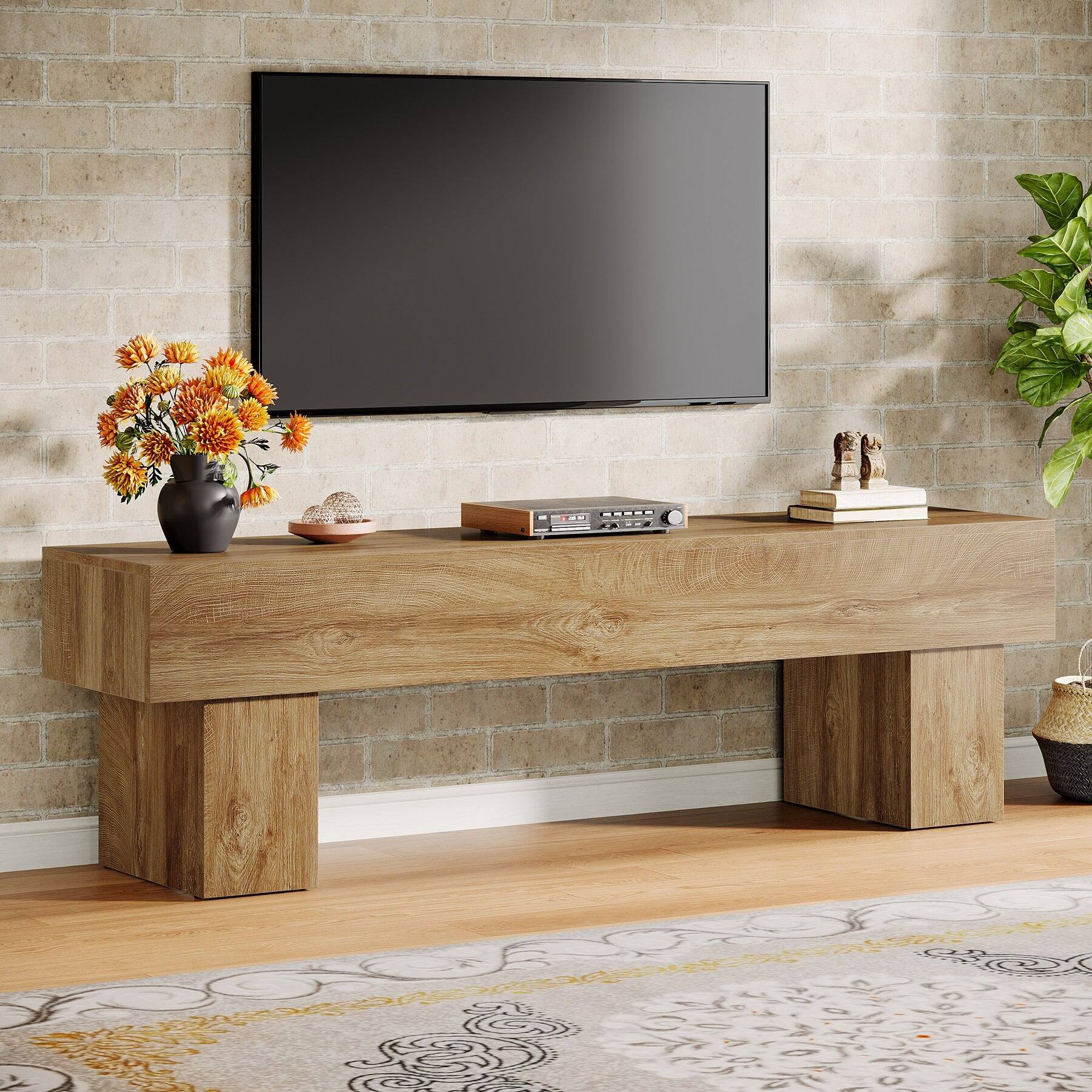 Front. Tribesigns - Office Media Console, For Media Equipment and Storage in Meeting Rooms and Reception Areas - Brown.