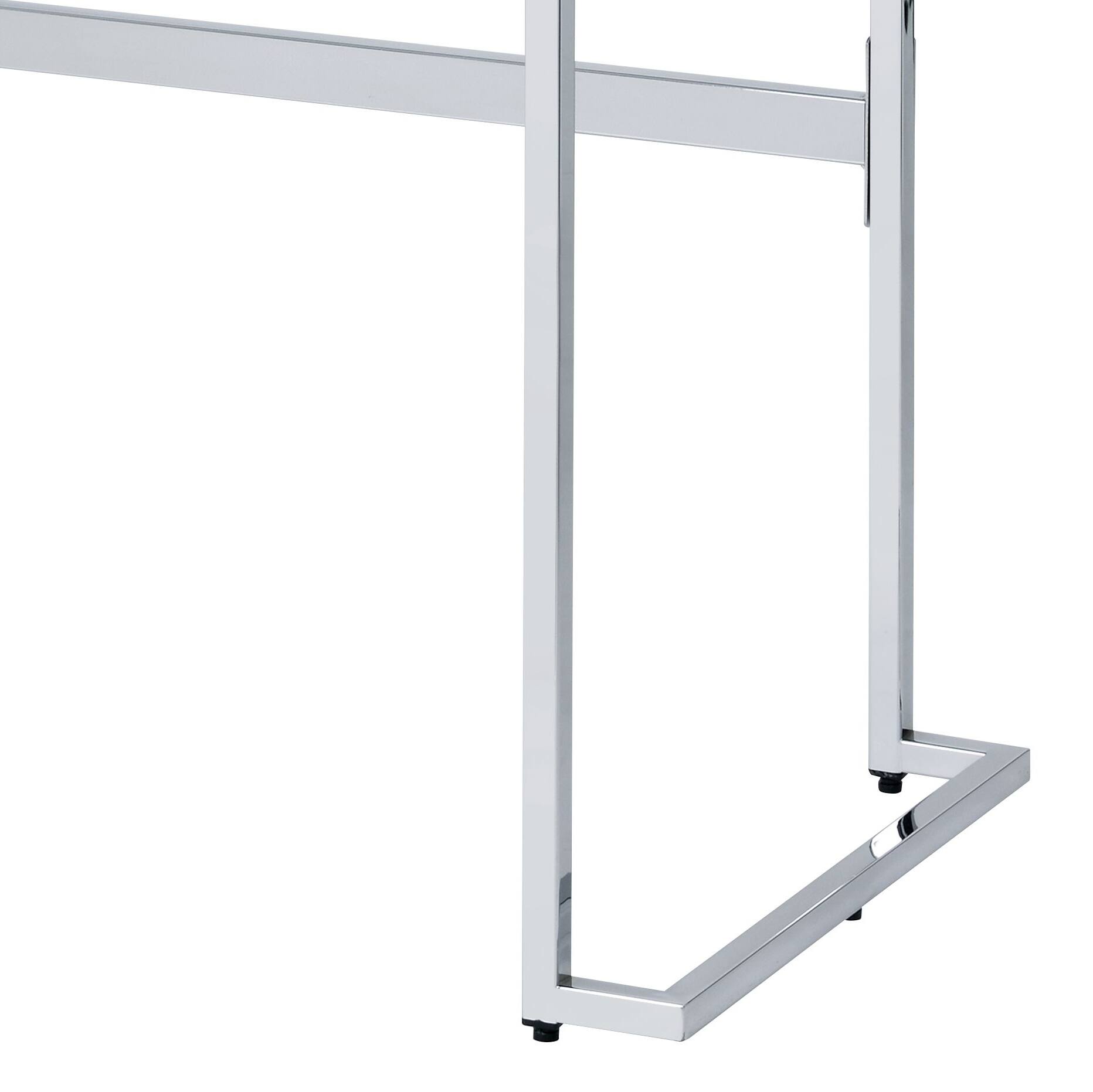 Alt View 1. TinyHomie - Tigress White Printed Faux Marble Top and Chrome Finish Writing Desk - White.