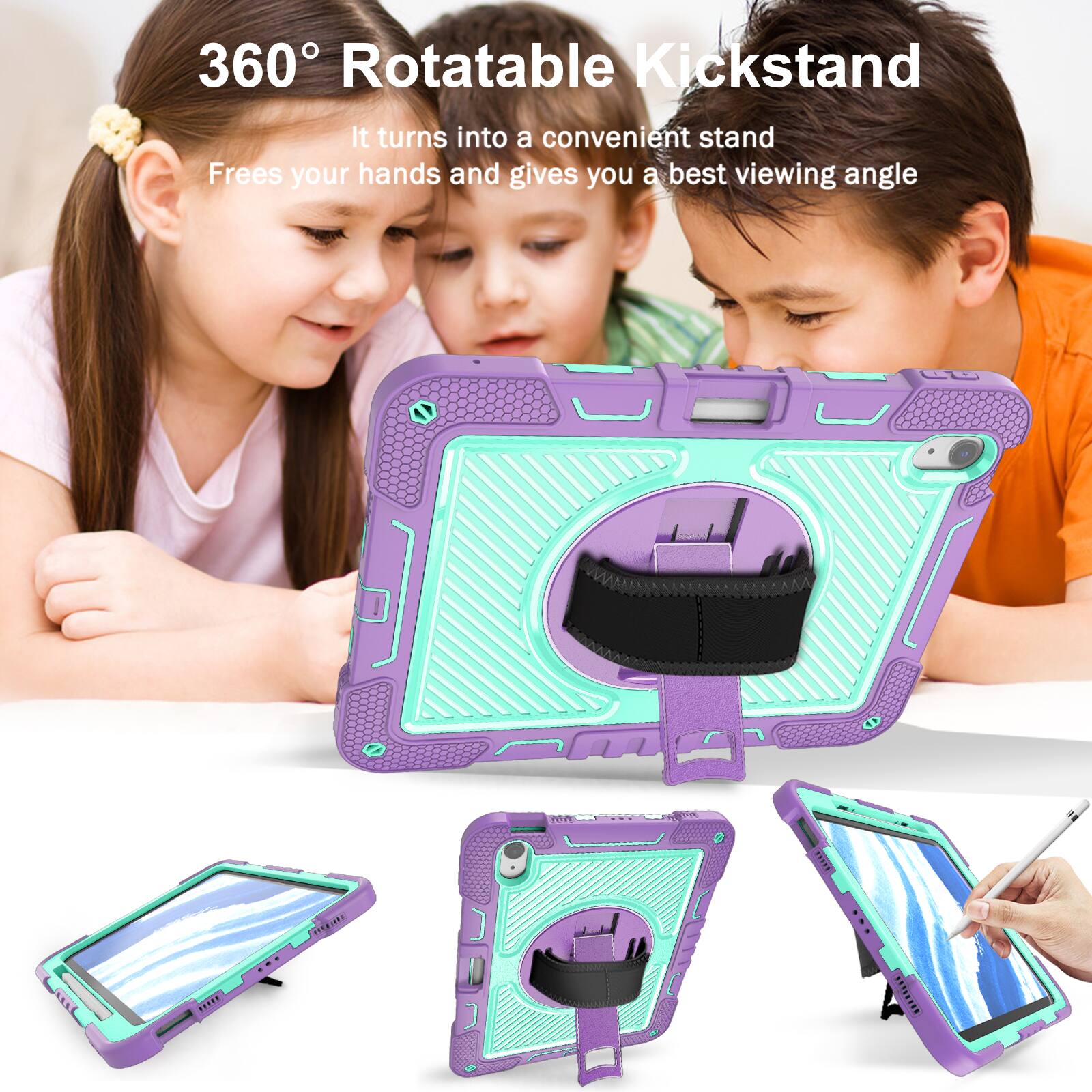 360° Rotatable Kickstand  
It turns into a convenient stand  
Frees your hands and gives you a best viewing angle