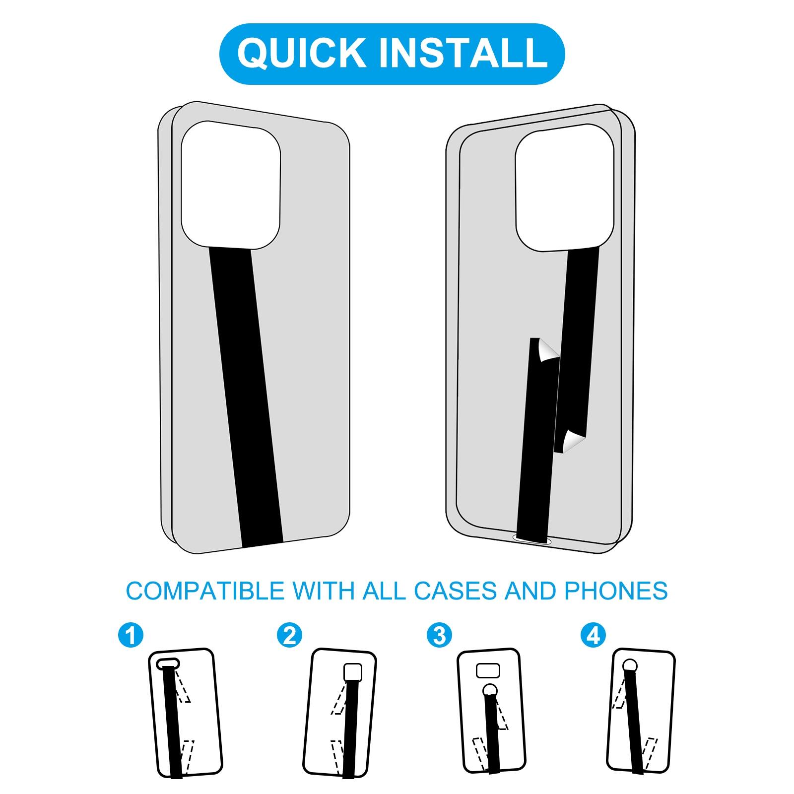 QUICK INSTALL  
COMPATIBLE WITH ALL CASES AND PHONES  
1 2 3 4