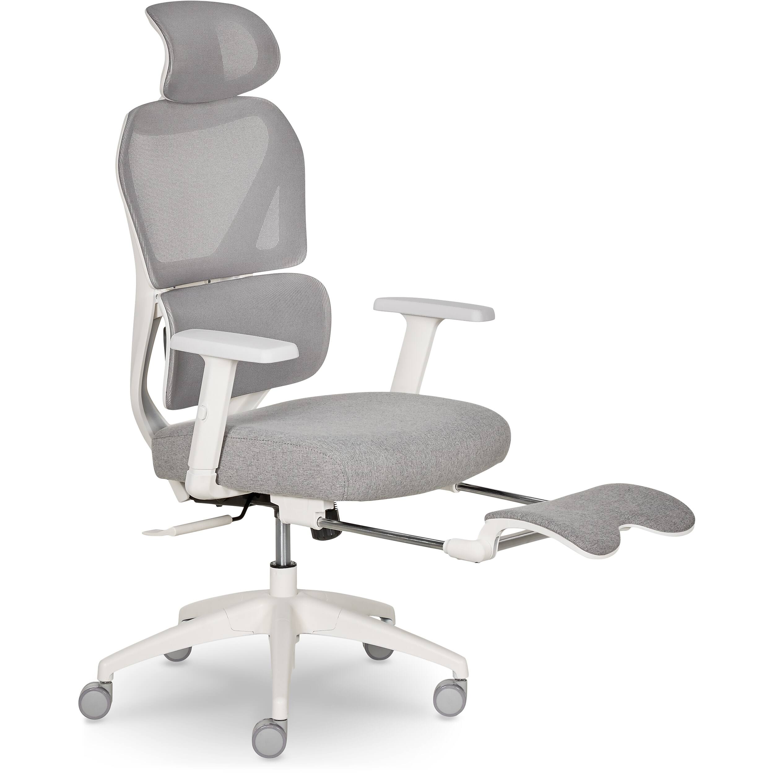 Front. Sharper Image - Sharper Image S-850 Heated Ergonomic Mesh Swivel Executive Massage Chair - Light Gray/White.