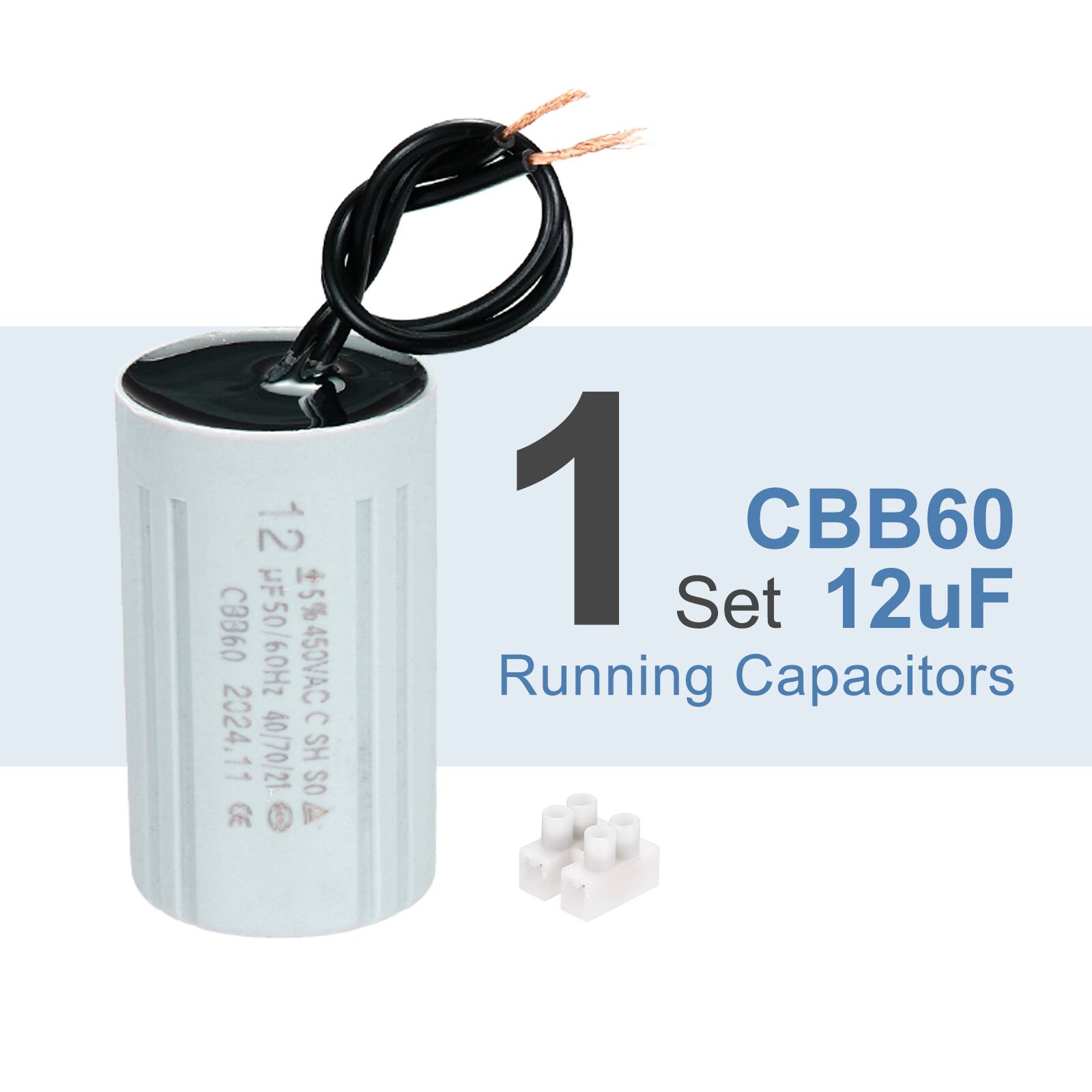 12 +5% C3360 UF50/60Hz 5% 450VAC C 2024.11 40/70/21 SH OS 1 Set CBB60 12uF Running Capacitors