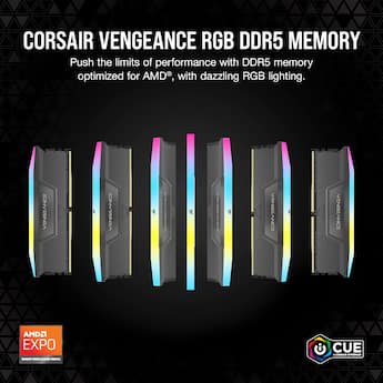 CORSAIR VENGEANCE RGB 32GB (2x16GB) DDR5 6000MHz C30 AMD EXPO CORSAIR VENGEANCE RGB 32GB (2x16GB) DDR5 6000MHz C30 AMD EXPO