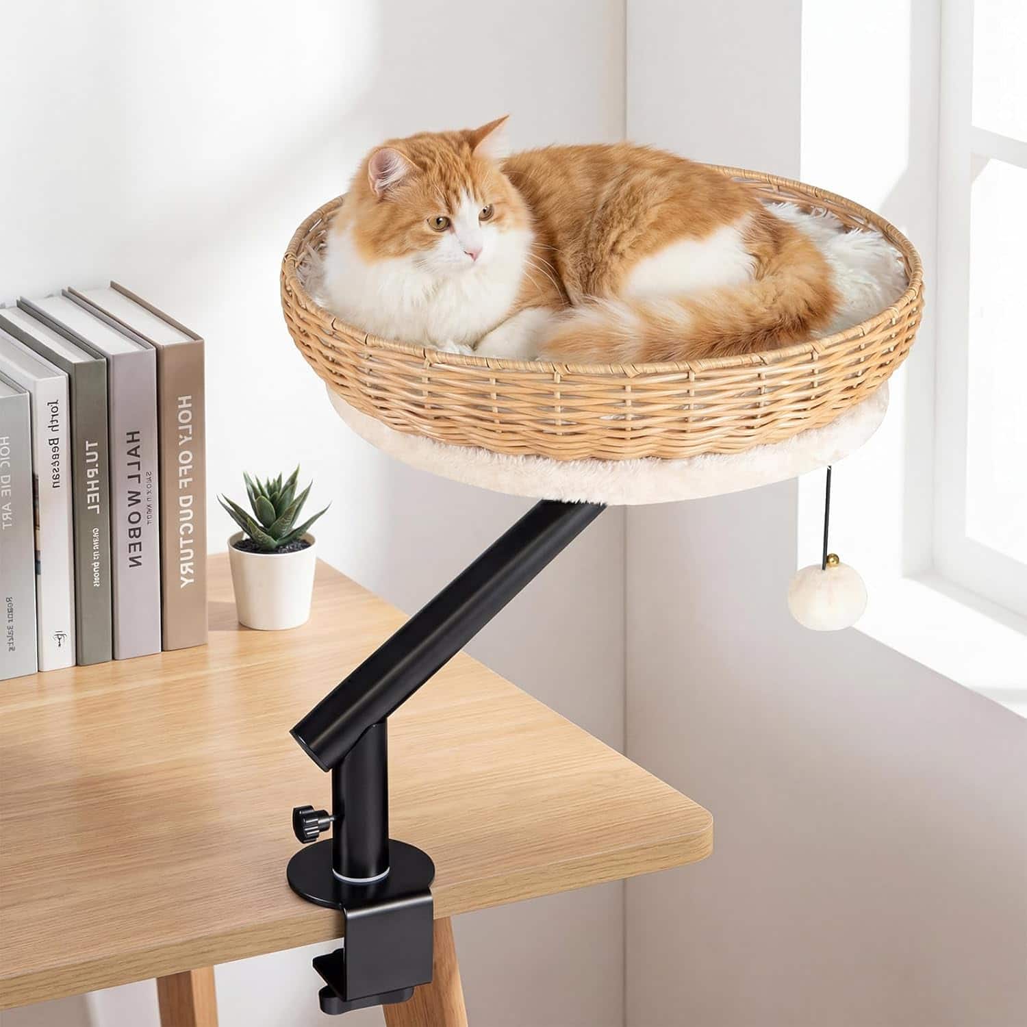 Gymax - Cat Desk Bed for Indoor Cats w/Removable Padded Cushion Hanging Jingling Ball price history on PriceWatchPro