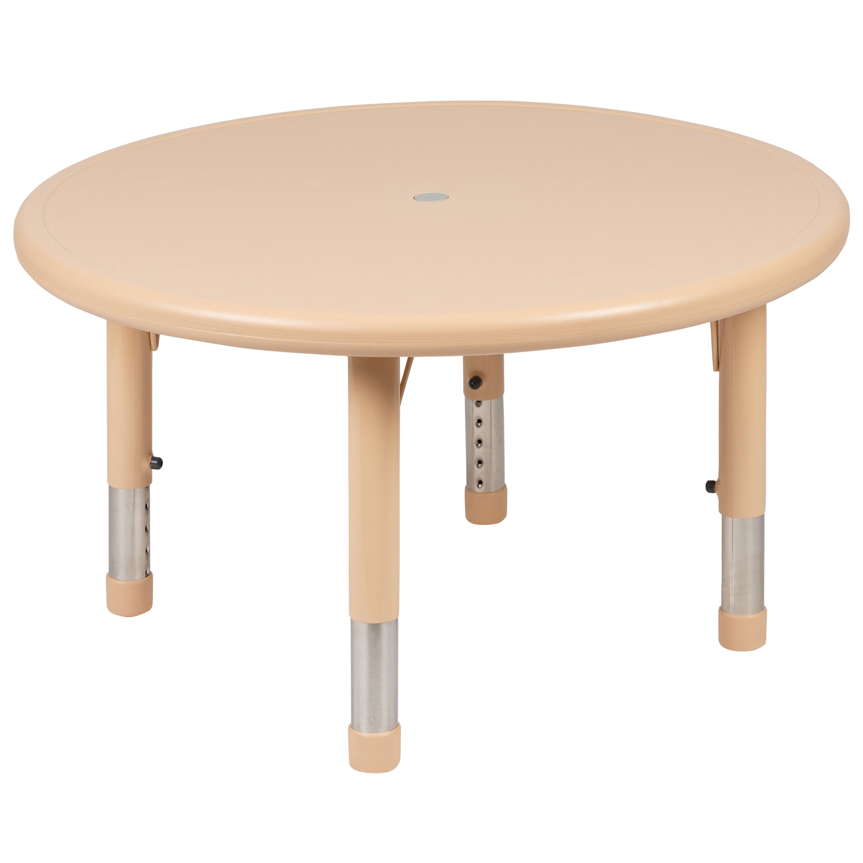 Alt View 8. Emma + Oliver - 33" Round Plastic Height Adjustable Activity Table Set with 2 Chairs - Natural.