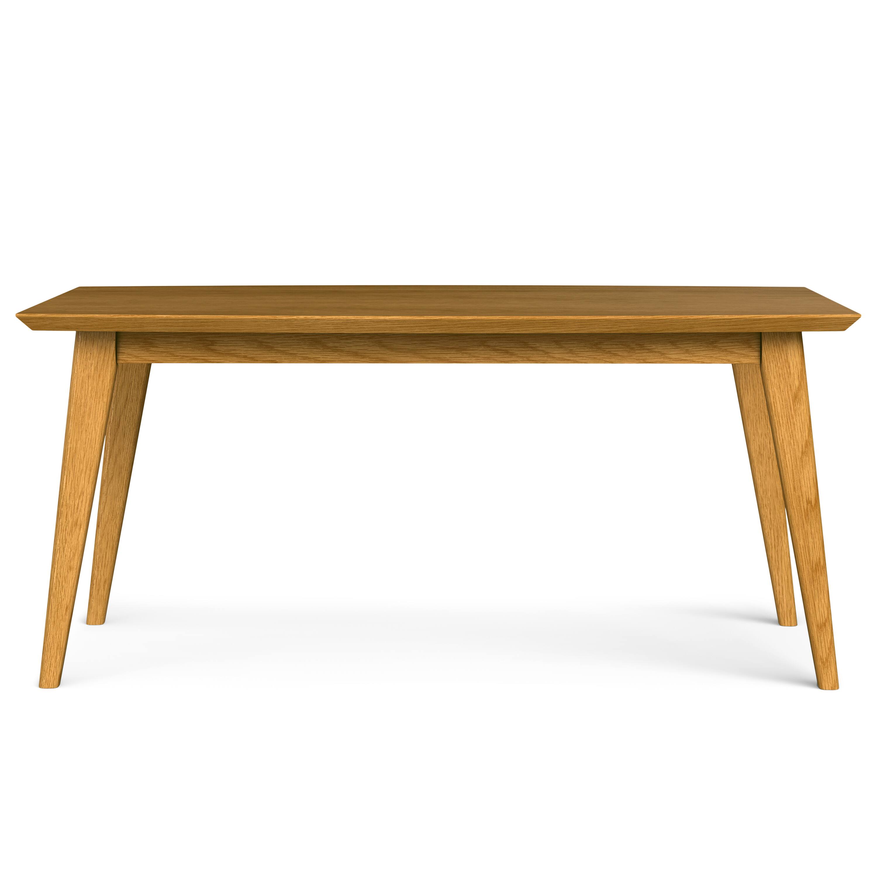 Left. Simpli Home - Draper SOLID WOOD and Rubberwood 66 inch x 40 inch Rectangle Mid Century Modern Dining Table in OAK WOOD - Oak Veneer.